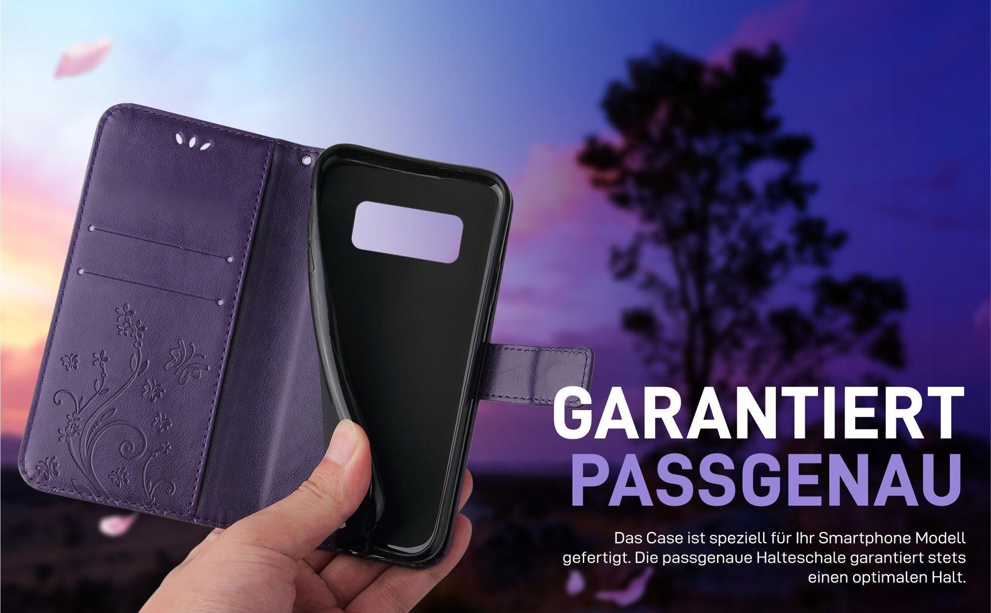 Violette Klapphülle für Samsung Galaxy S8 mit präziser Passform und sicherem Halt