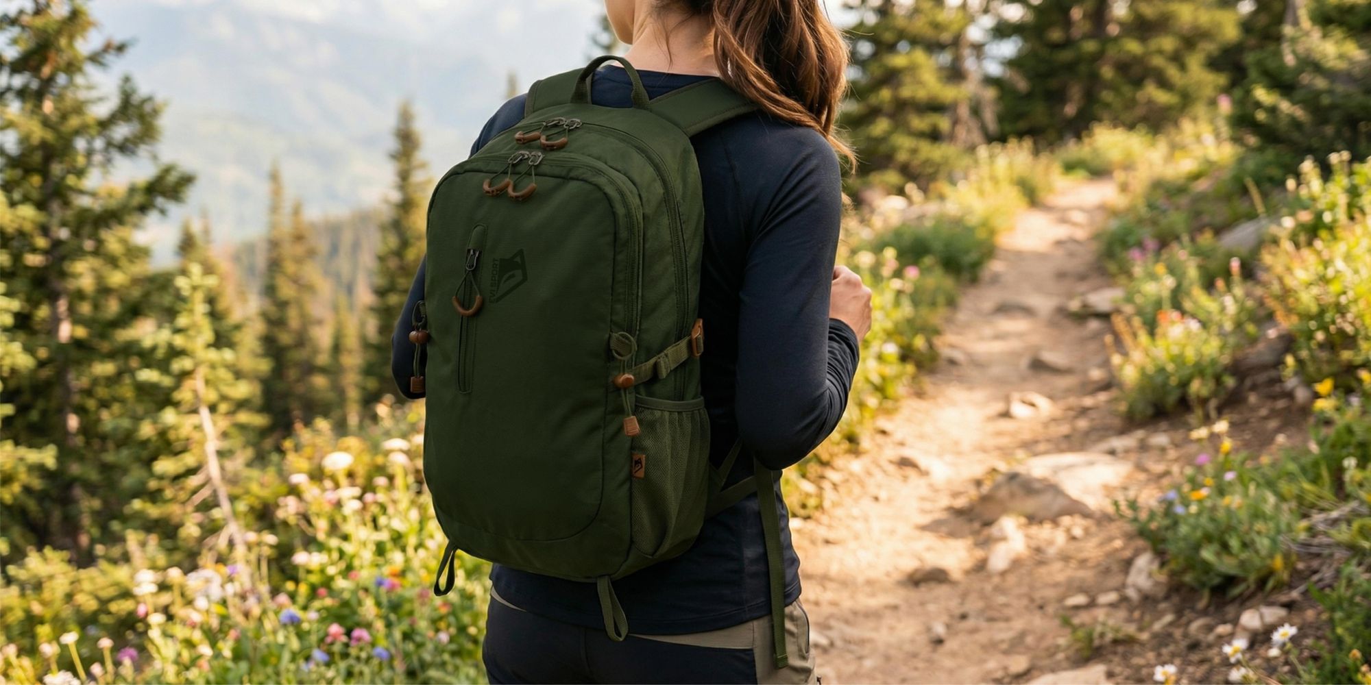 Wanderrucksack 25L Trekkingrucksack Herren & Damen, Titan-Core™ Nylon Outdoor Rucksack mit Regenschutz & Laptopfach, EVI SPORT Trailpack Army Green