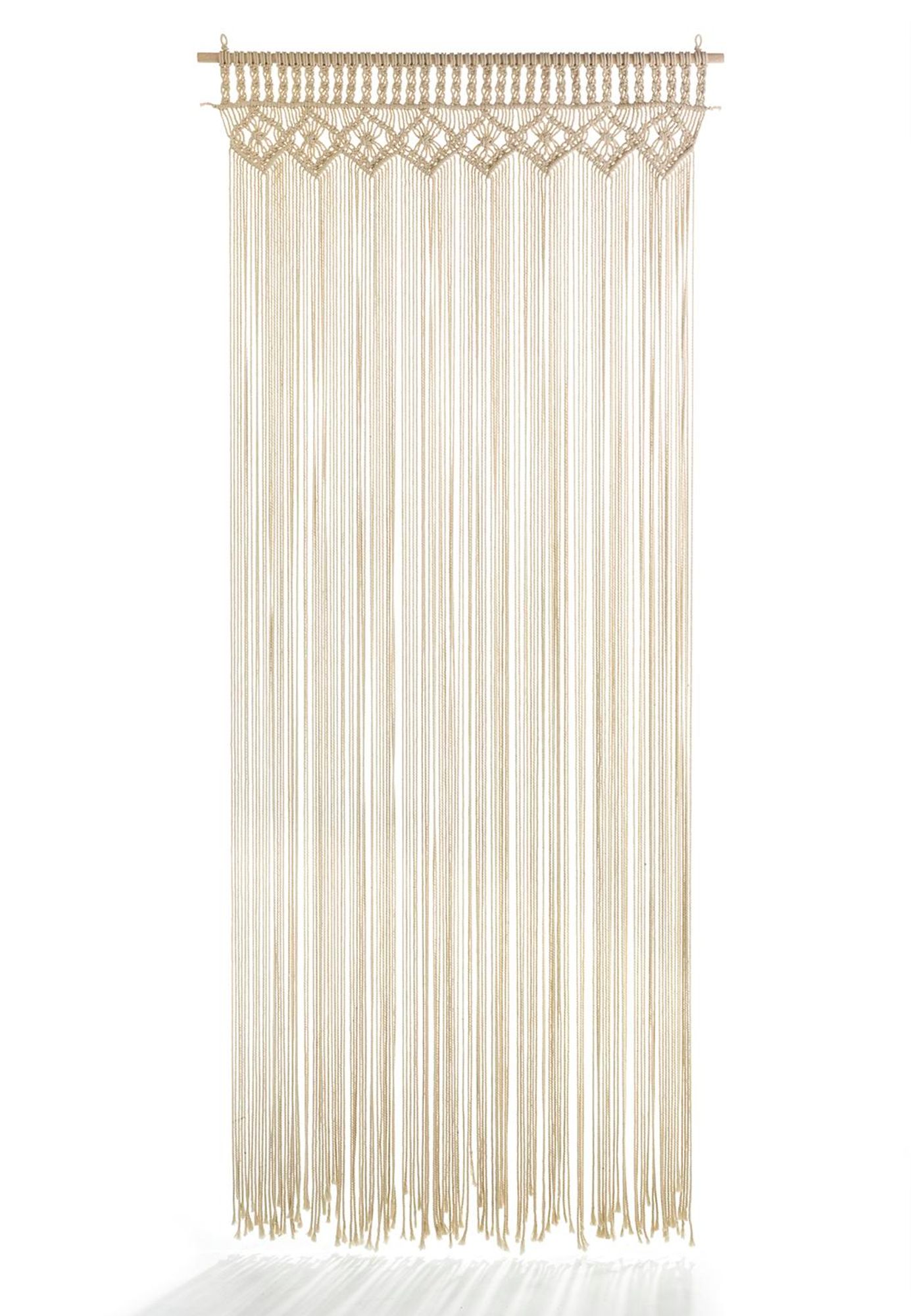 Kobolo Türvorhang Makramee Vorhang TWINE 95x210cm beige 132 Stränge rechteckig Wohnzimmer Vorhänge hängende Trennwände Streifenvorhang Insektenschutz