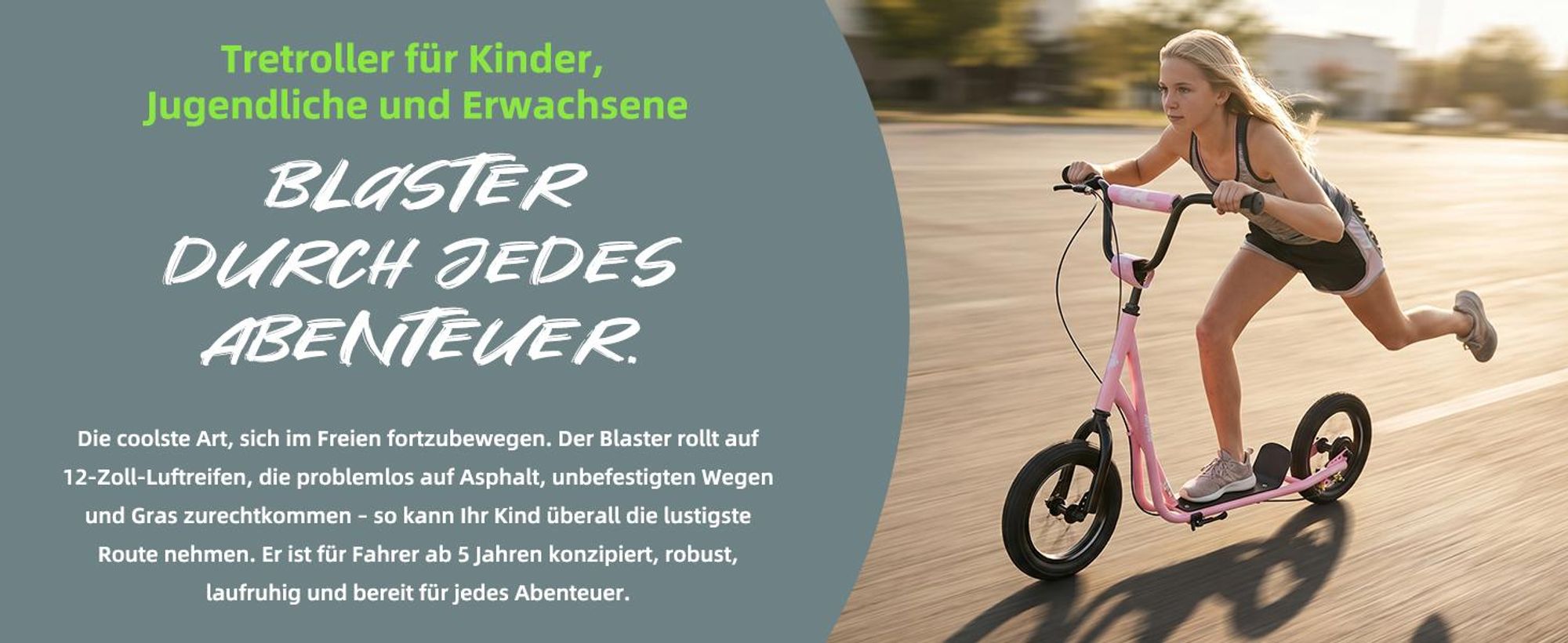 Stabiler rosa Kinderscooter 12 Zoll für Outdoor-Abenteuer