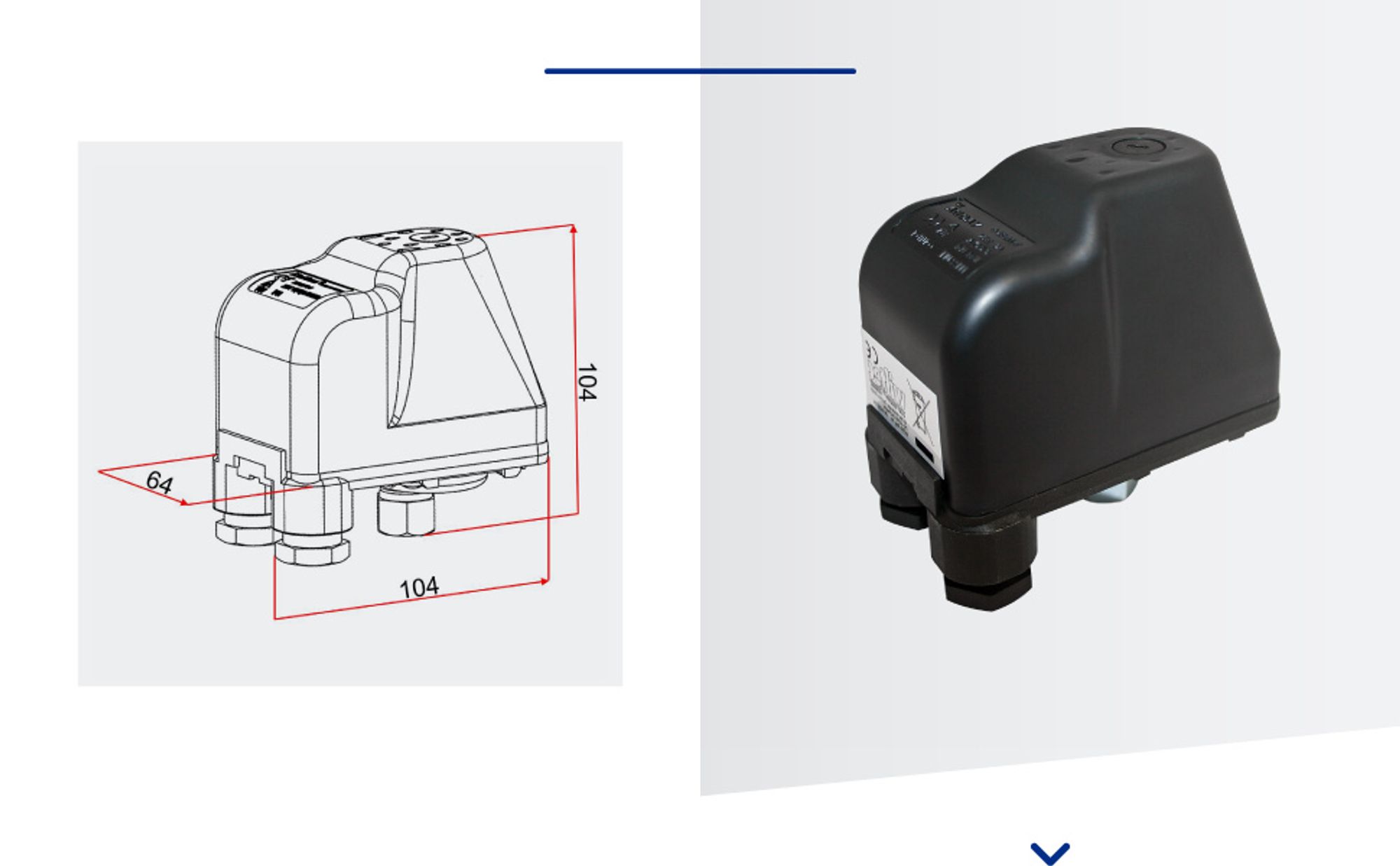 Wiltec Druckschalter SK-9 230V 1-phasig, Druckwächter mit Trockenlaufschutz für Hauswasserwerke und Pumpen, zuverlässige Pumpensteuerung