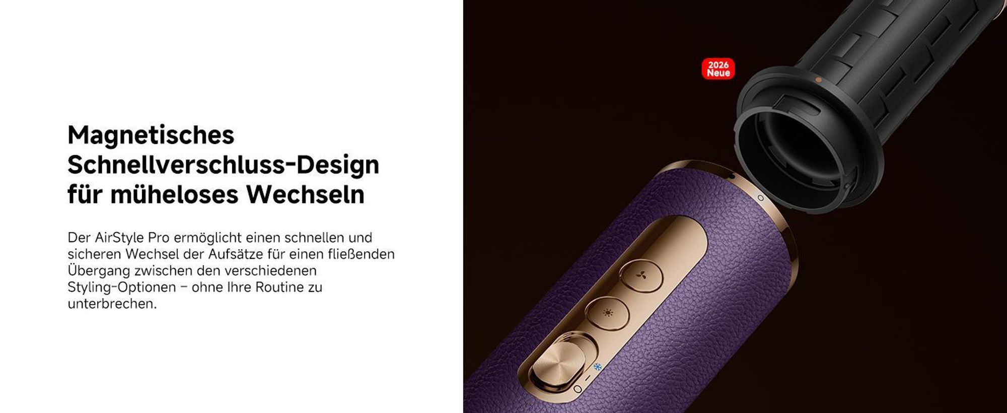 Dreame AirStyle Pro,7in1-Multistyler,Schnelltrocknend,2 Lockenaufsätze,Volumen für das Haar,glättende Bürste,Kräusel-Reduzierung,2026Neue Version,Lila