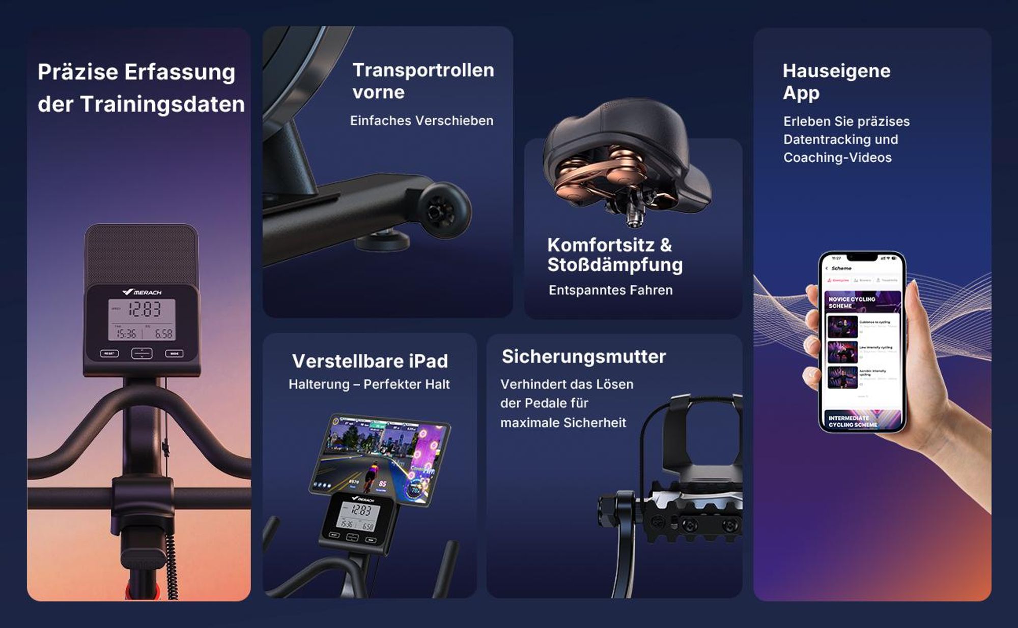 Heimtrainer für Zuhause, Fitnessbike mit LCD-Display bis 158 KG, bequeme und leise, verstellbarer magnetischer Widerstand, Heimfitness