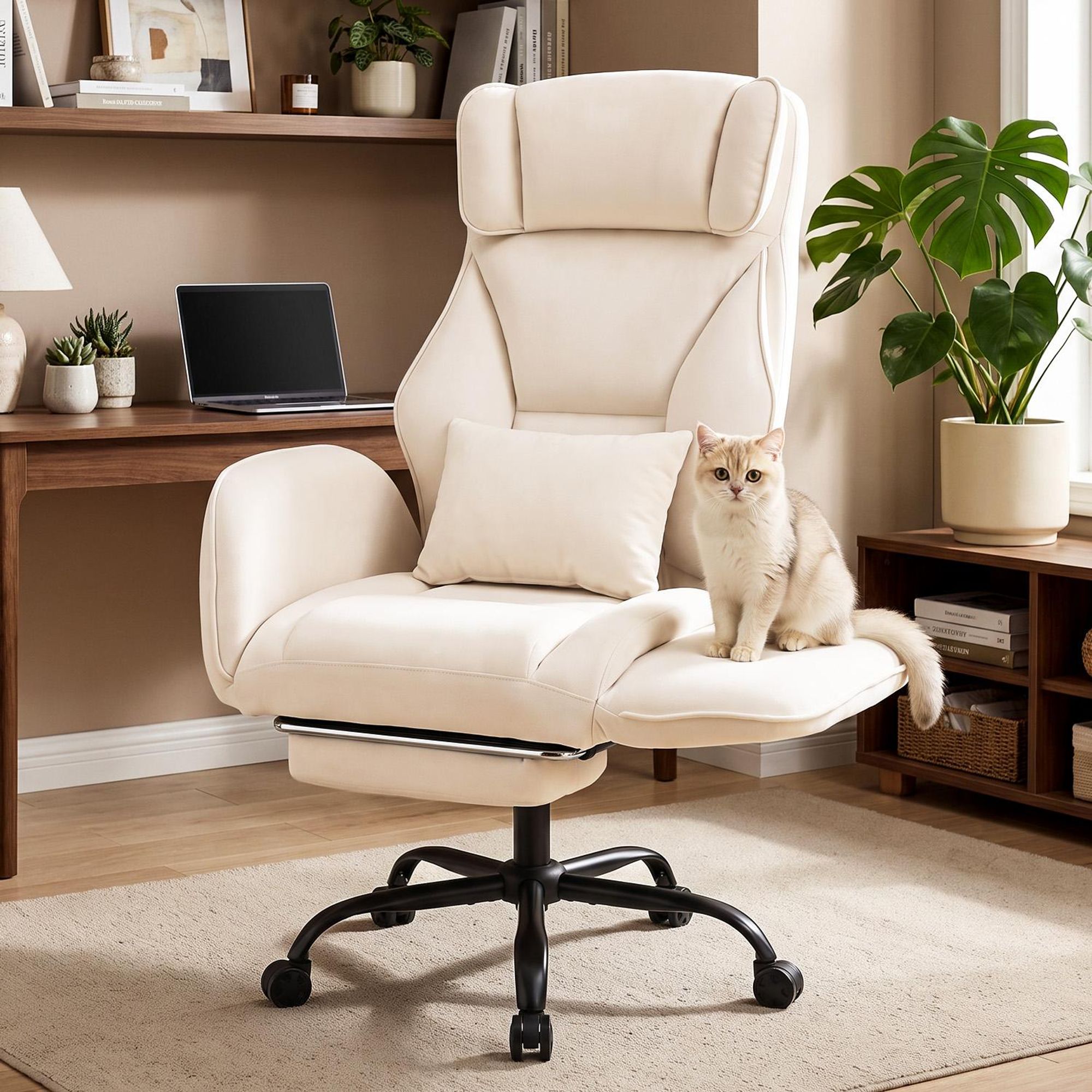 OYAJIA Gaming Stuhl 200kg Bürostuhl mit Fußstütze, CHENILLE-STOFF für Home Office, 135° Verstellbare Rückenlehne, Extra Breiter Sitz für Schneidersitz
