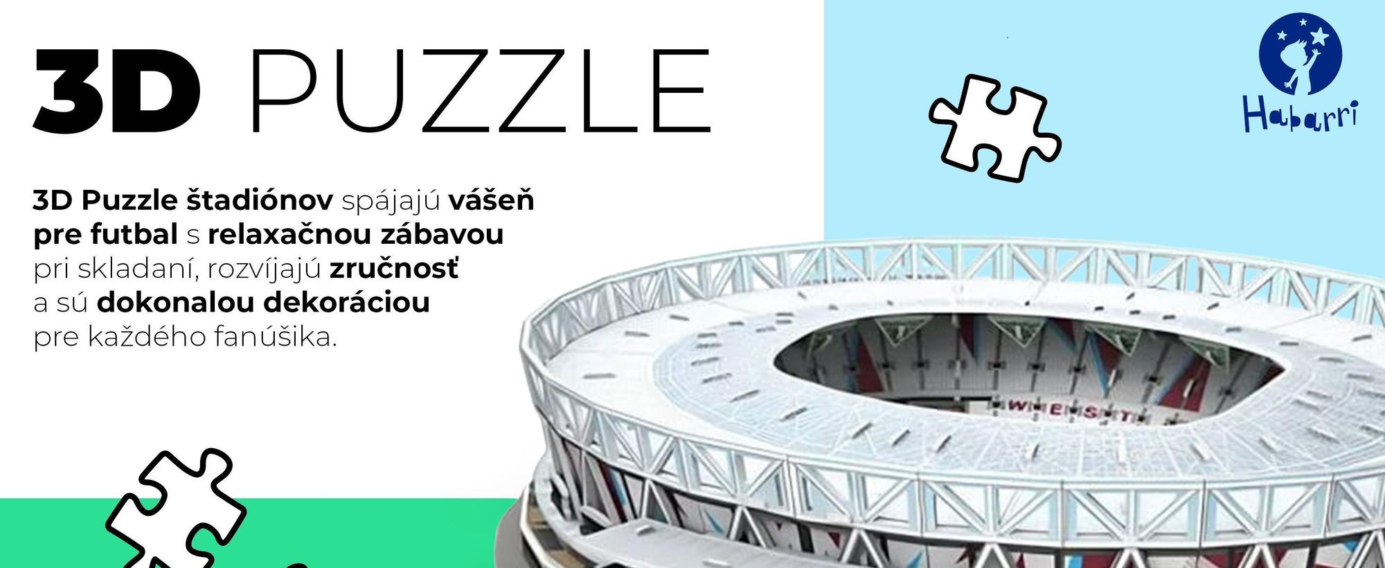 Puzzle 3D, 3d puzzle, Futbalový štadión, Pre futbalových fanúšikov, Futbal