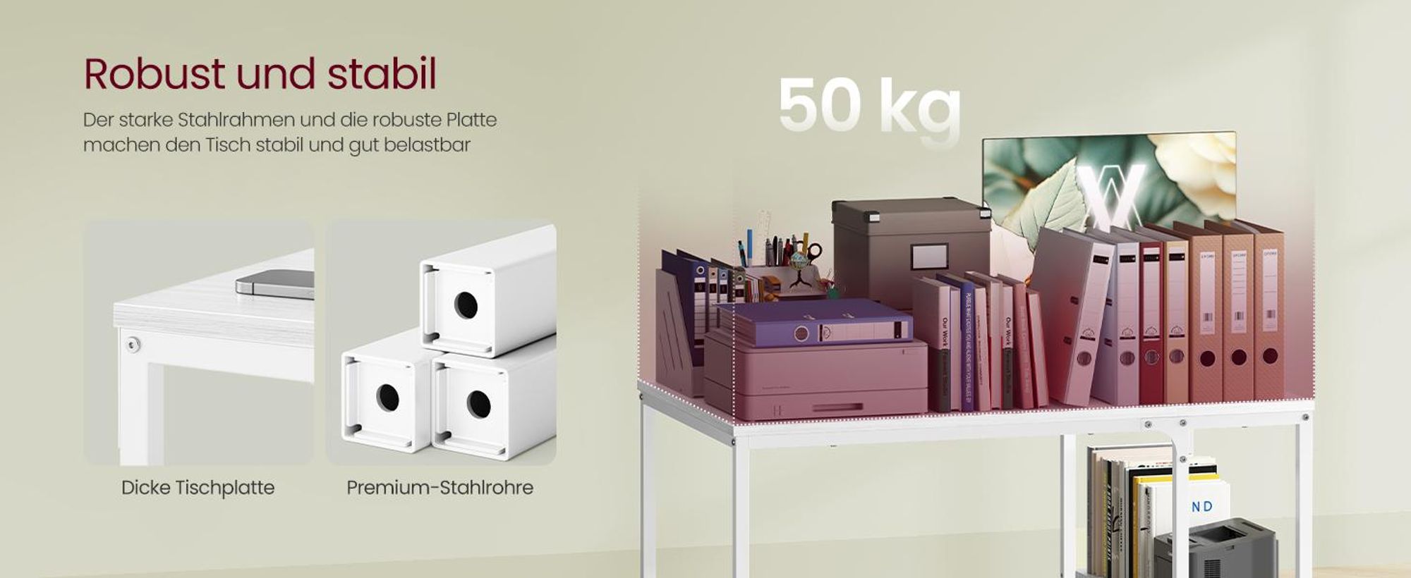 VASAGLE Schreibtisch mit 2 Regale Computertisch 100 x 75 x 60 cm weiß