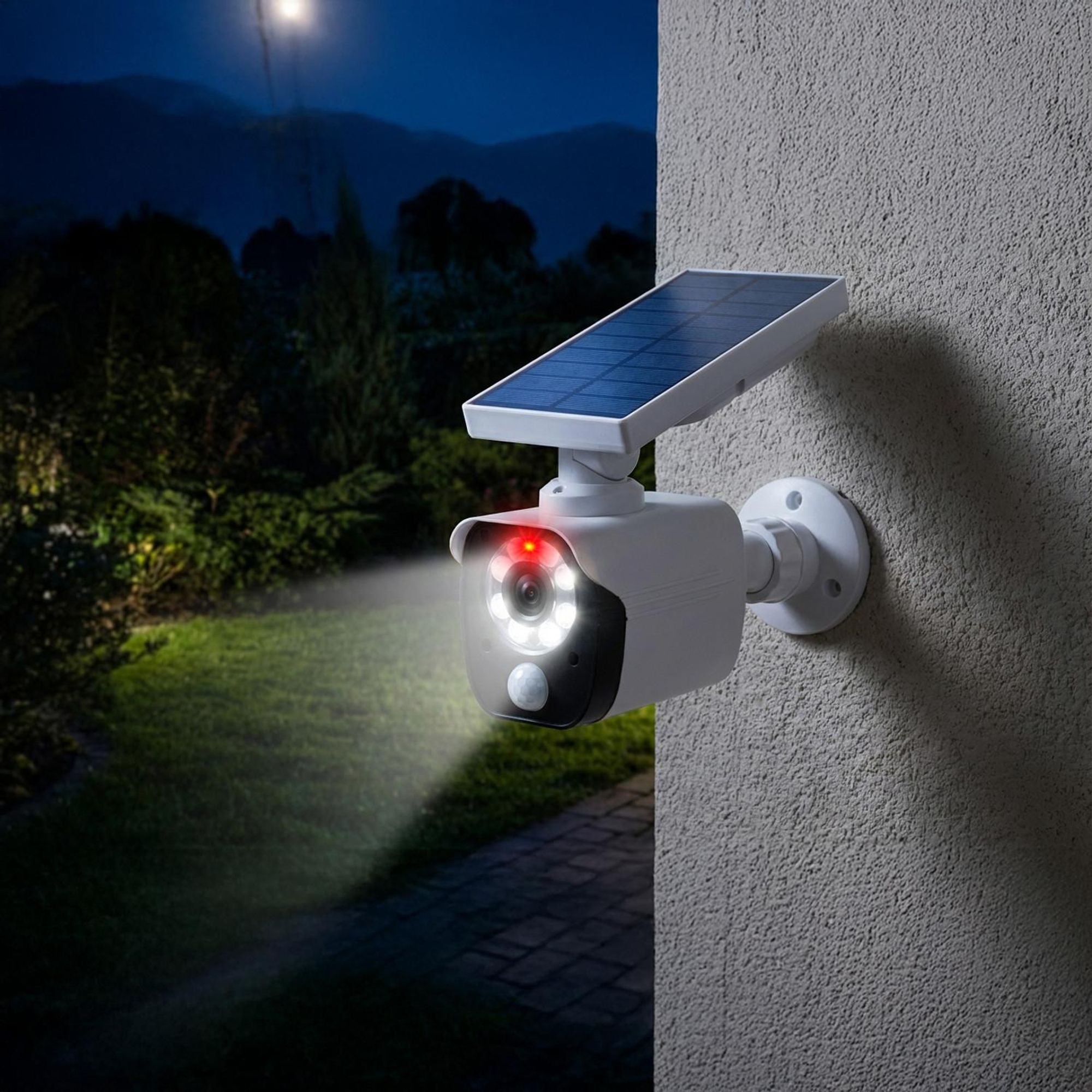 Solar-Kameraattrappe blinkende LED Bewegungssensor LED-Beleuchtung er Aufkleber SOL1800S 4 Stück