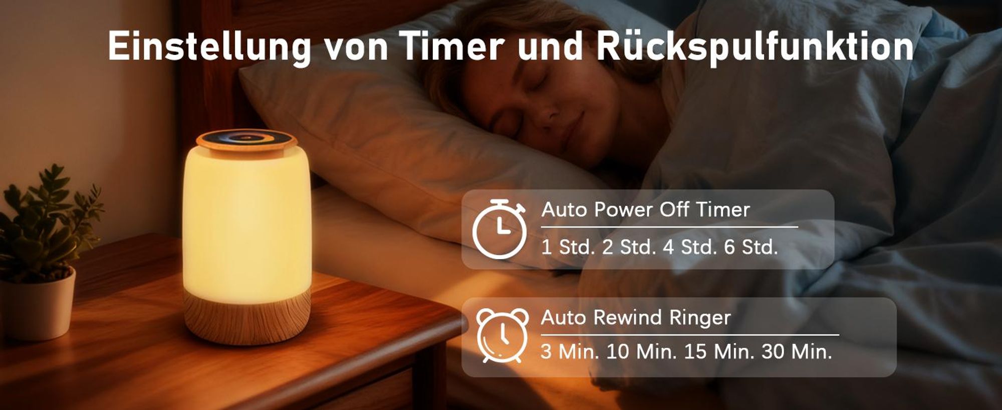 Nachtlichter, Nachttischlampe, Nachtlicht, Touch-Bedienung, dimmbar, 7 Farben, 4 Modi, USB-aufladbar, Timer, Countdown-Funktion, LED-Tischleuchte