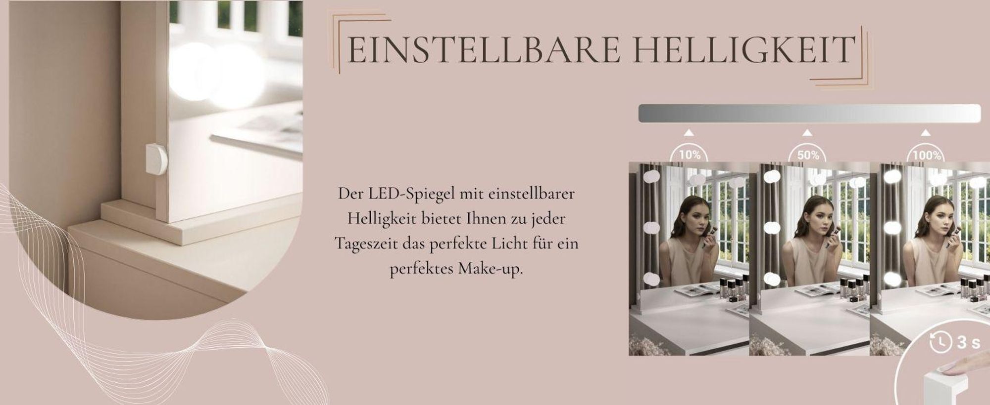 Spiegel mit Beleuchtung MADA ELITE LED Kaschmir