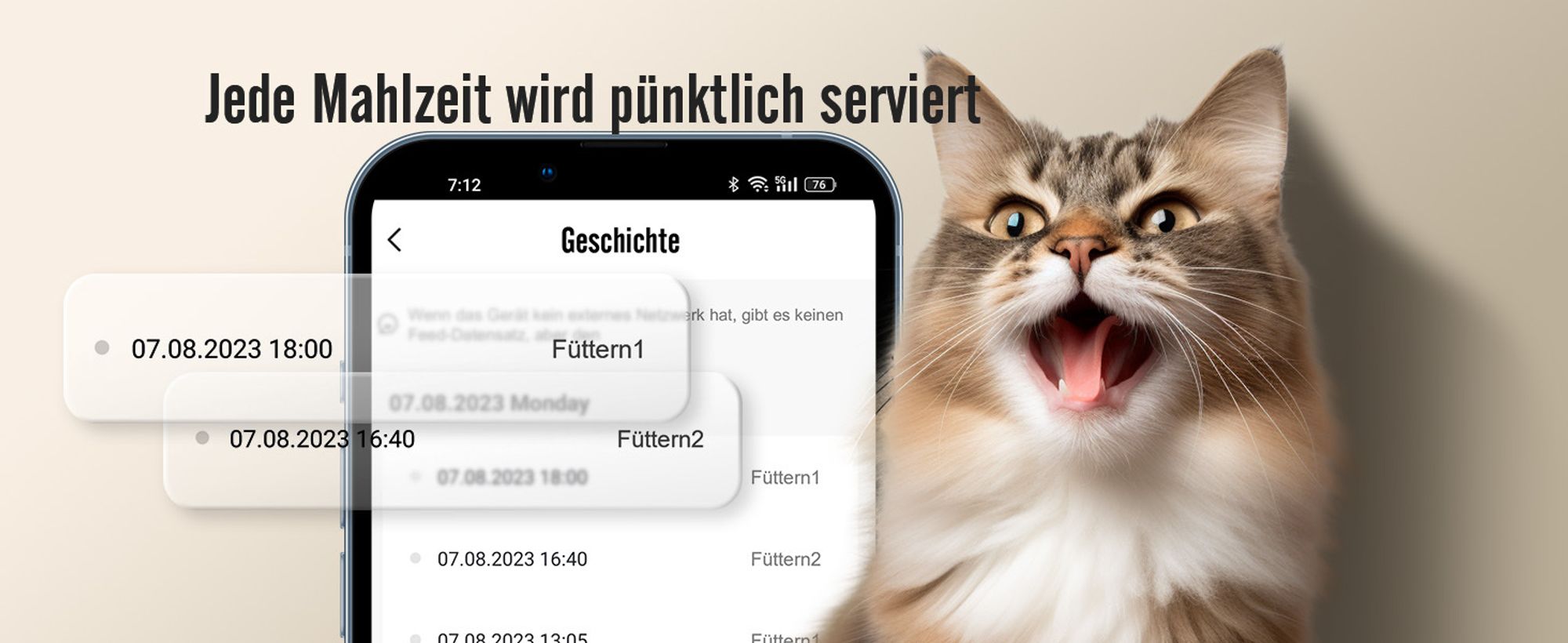 Oneisall Automatischer Katzenfutterspender mit 5G WLAN für 2 Katzen