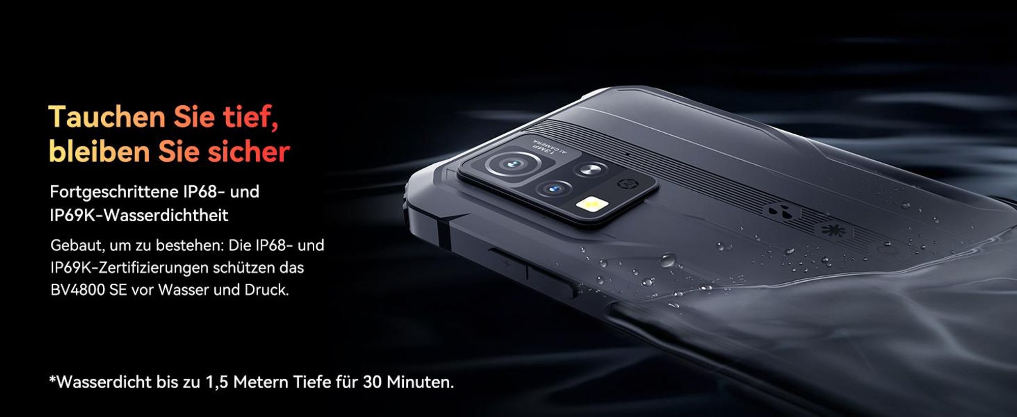 Blackview BV4800 SE Outdoor Handy, 6.56 Zoll, 90 Hz, 5100 mAh, 12GB+64GB, 16 MP+8MP,Helio Octa Core,Face ID,Smart-K BOX