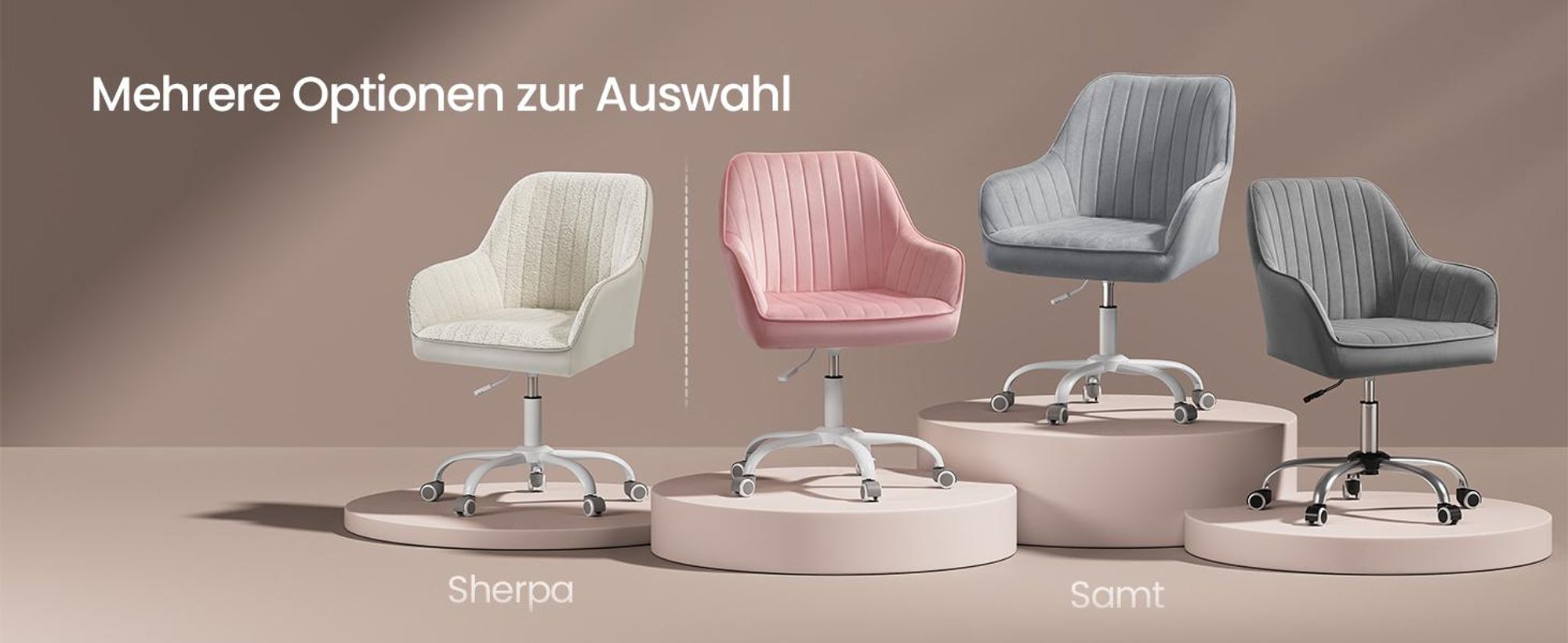 SONGMICS Schreibtischstuhl mit Samtbezug, höhenverstellbar, für Schminktisch, schiefergrau
