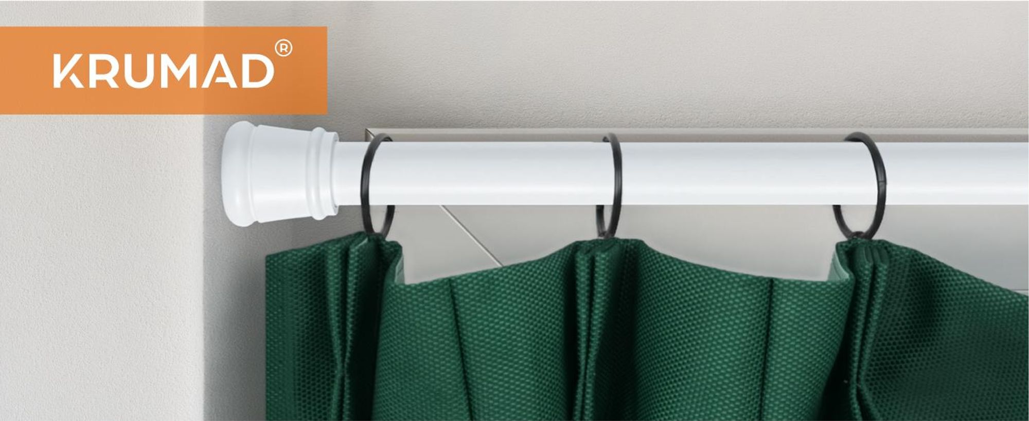 KRUMAD Klemmstange Vorhangstange ohne Bohren 70–130 cm, Teleskopstange Weiß für Gardinen, Dusche, Fenster & Raumteiler