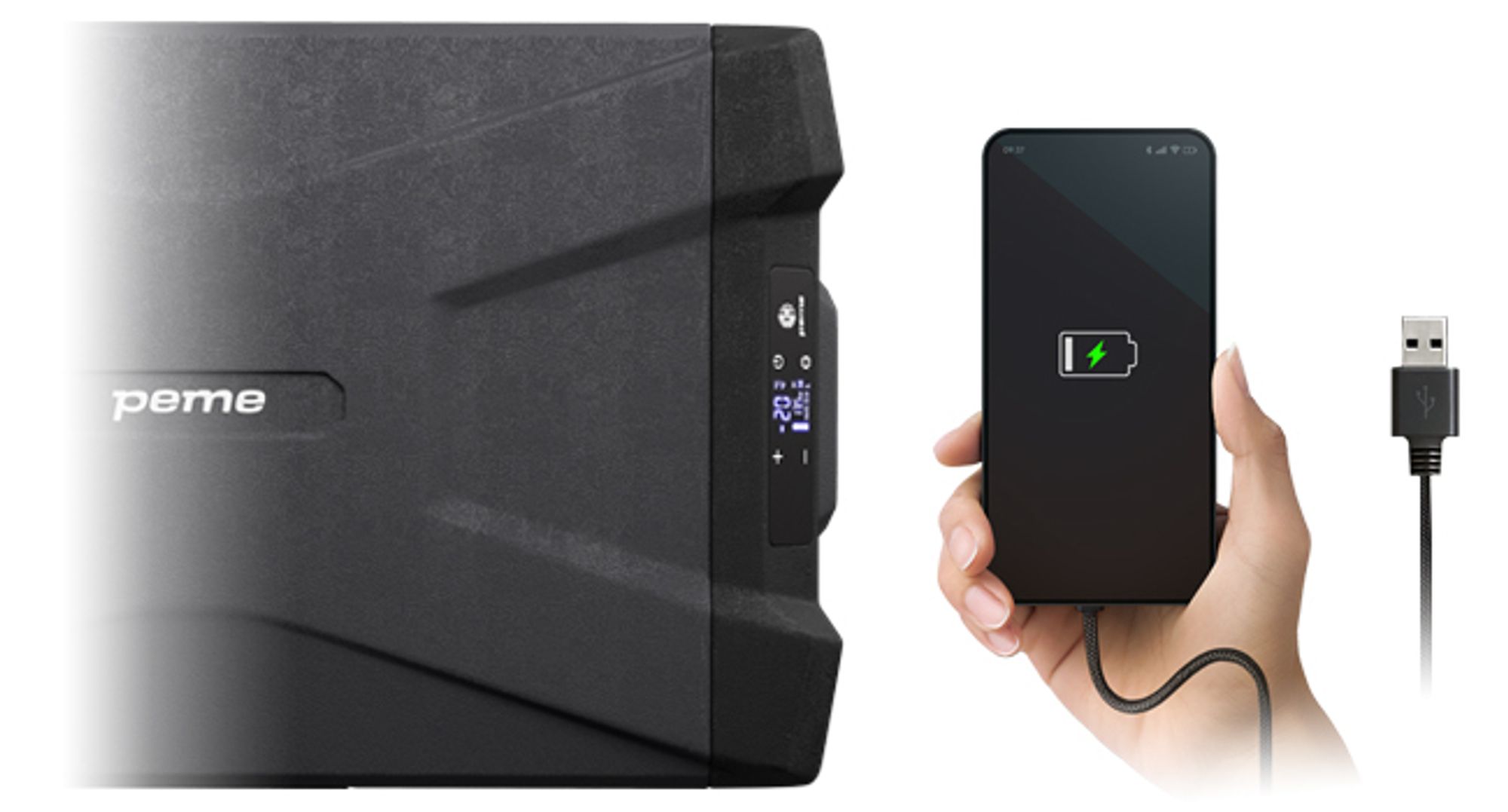 PEME Quest 30 Kompressor Kühlbox 27 L - Autokühlschrank 12V 24V 230V Elektrische Gefrierbox LKW PKW Auto Camping Kühlschrank App USB Licht -20°C