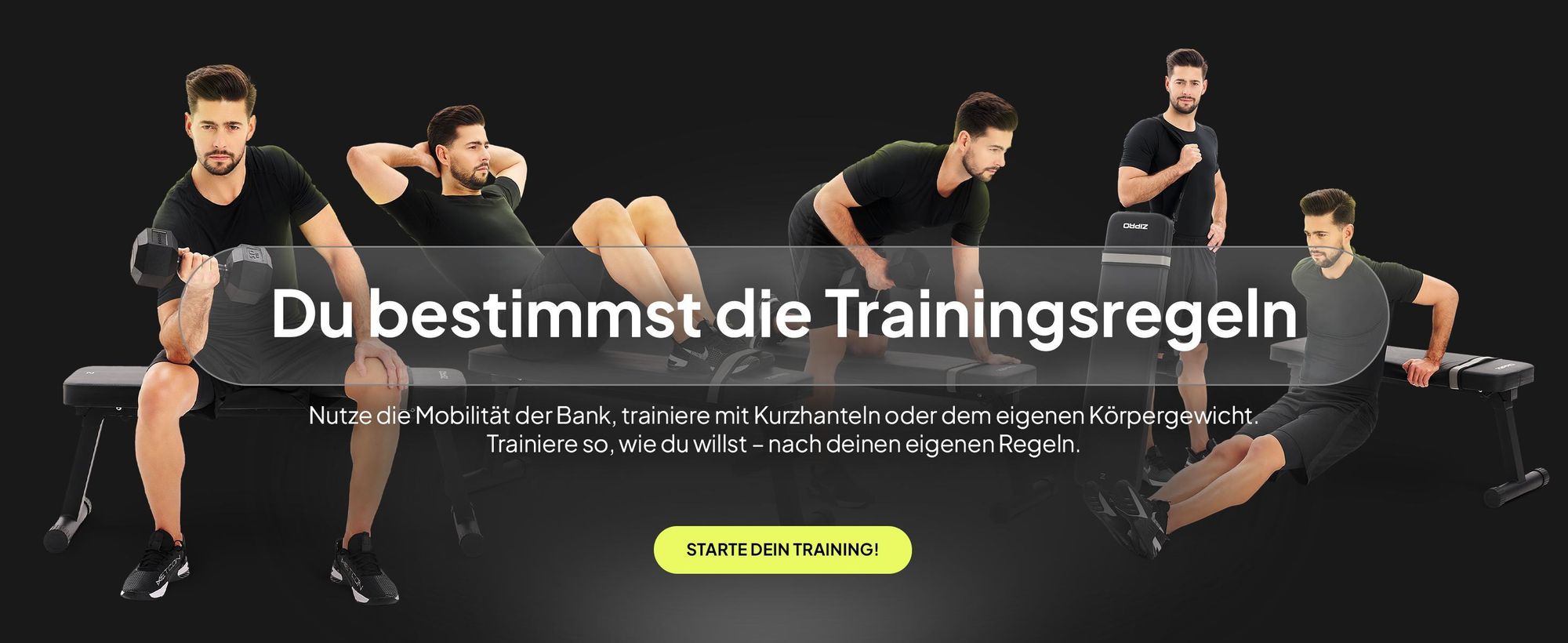 Zipro Hantelbank Flach Plank – Klappbare Fitnessbank für Zuhause Ultra-Kompakt mit Tragegriff Bis 230kg Belastbar Trainingsbank für Kurzhanteln & Hip
