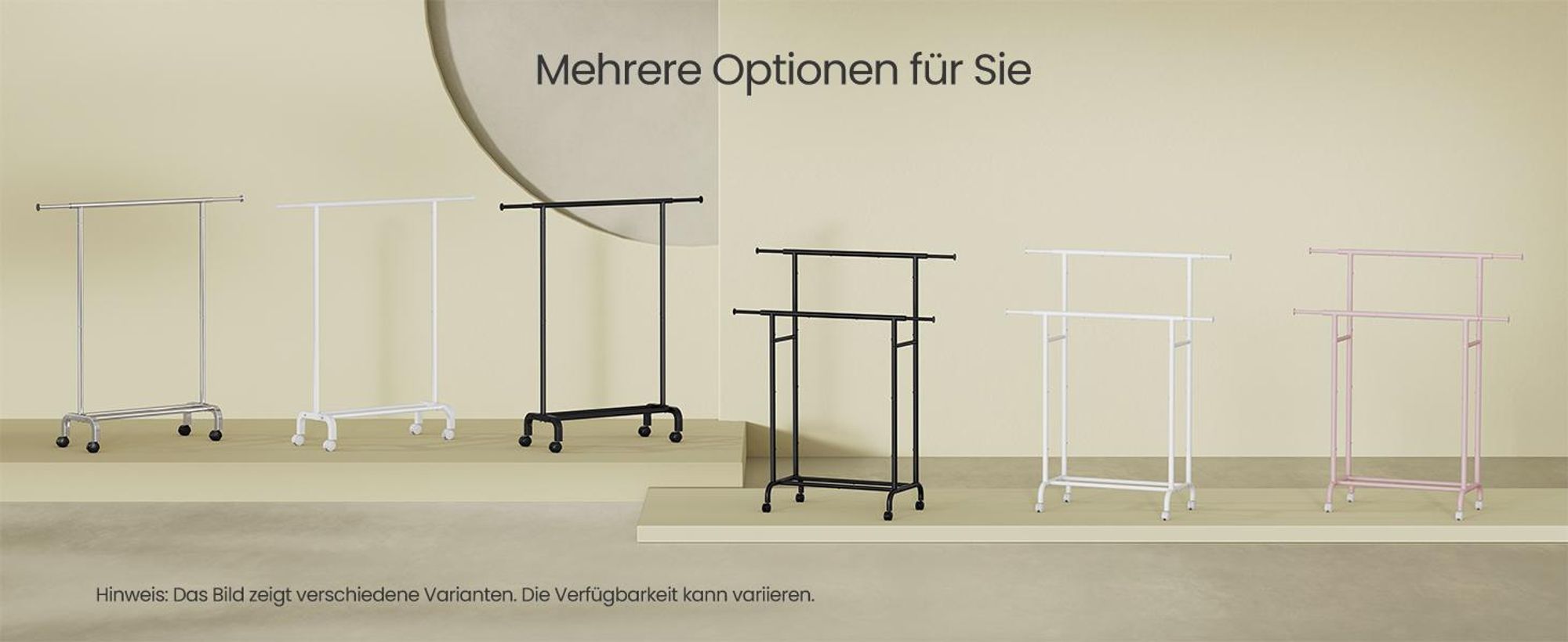 SONGMICS Kleiderständer auf Rollen, ausziehbare, 40 x (83-120) x 156 cm, bis 45 kg belastbar, weiß