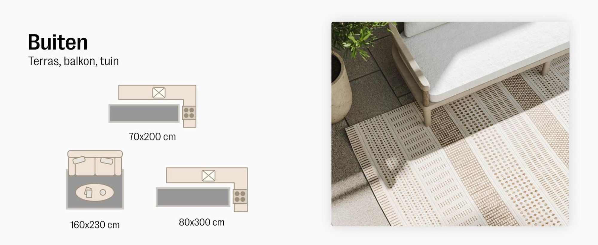 benuta tapijt voor binnen en buiten Kaleo Crème/Beige 70x200 cm Tapijt woonkamer Buitentapijt Loper Modern Korte pool Scandinavisch