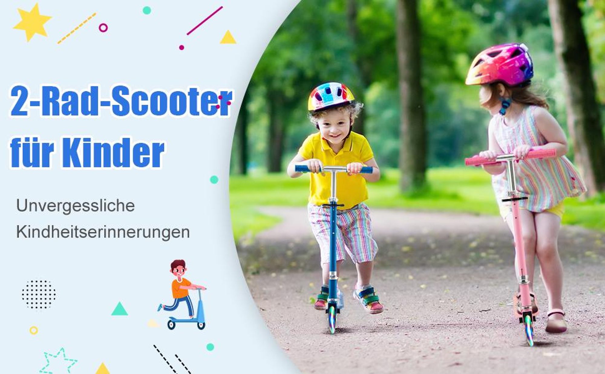 COSTWAY Scooter Kinder Roller, Tretroller mit LED-Räder, Klappbar Lenker, Höhenverstellbar Kinderroller Cityroller Kickscooter für Jungen und Mädchen ab 3 Jahren