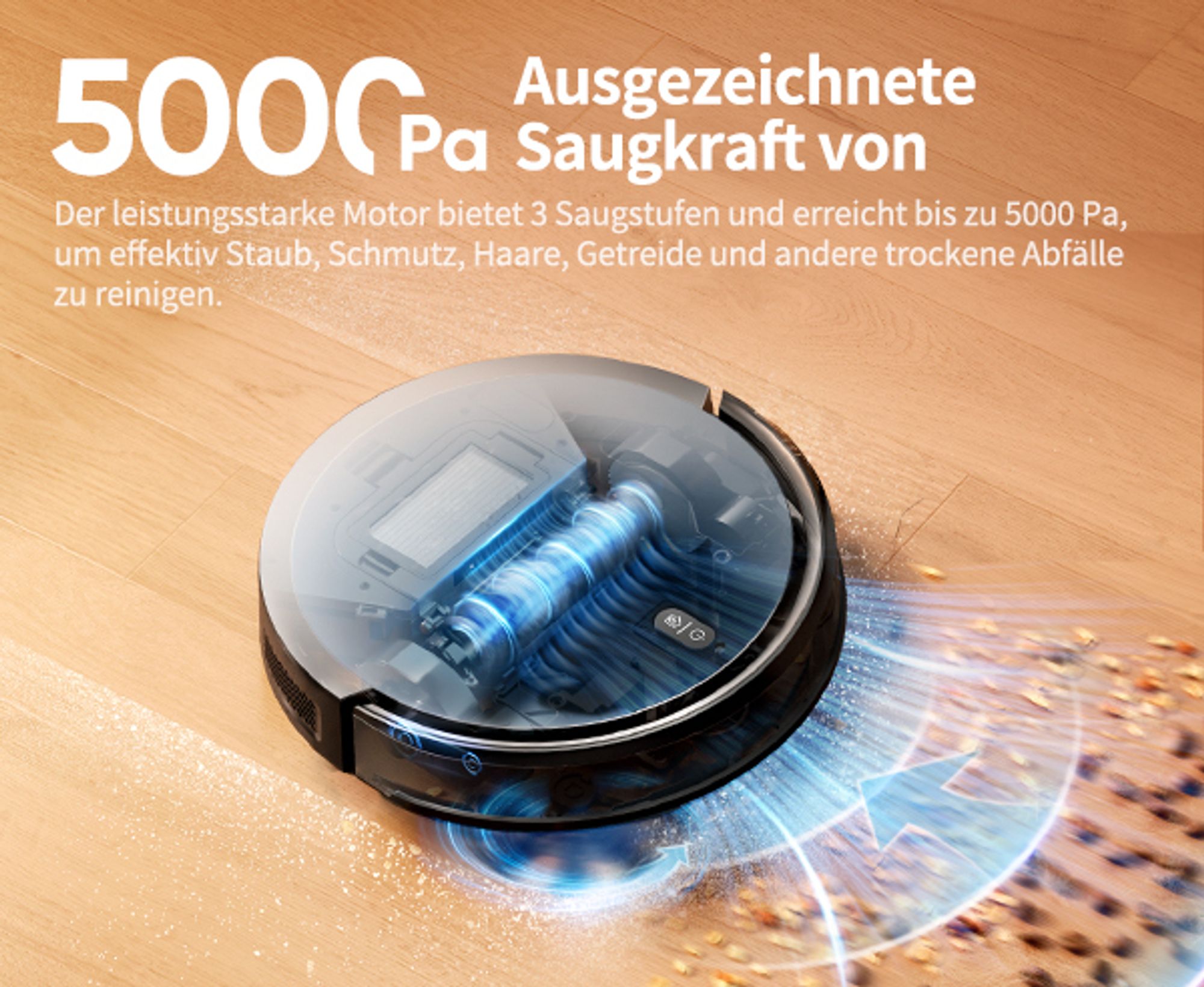Laresar Lasernavigation Staubsauger Roboter, Roboter Staubsauger mit 5000Pa,kehren, Saugen und Wischen 3 in 1,L20+