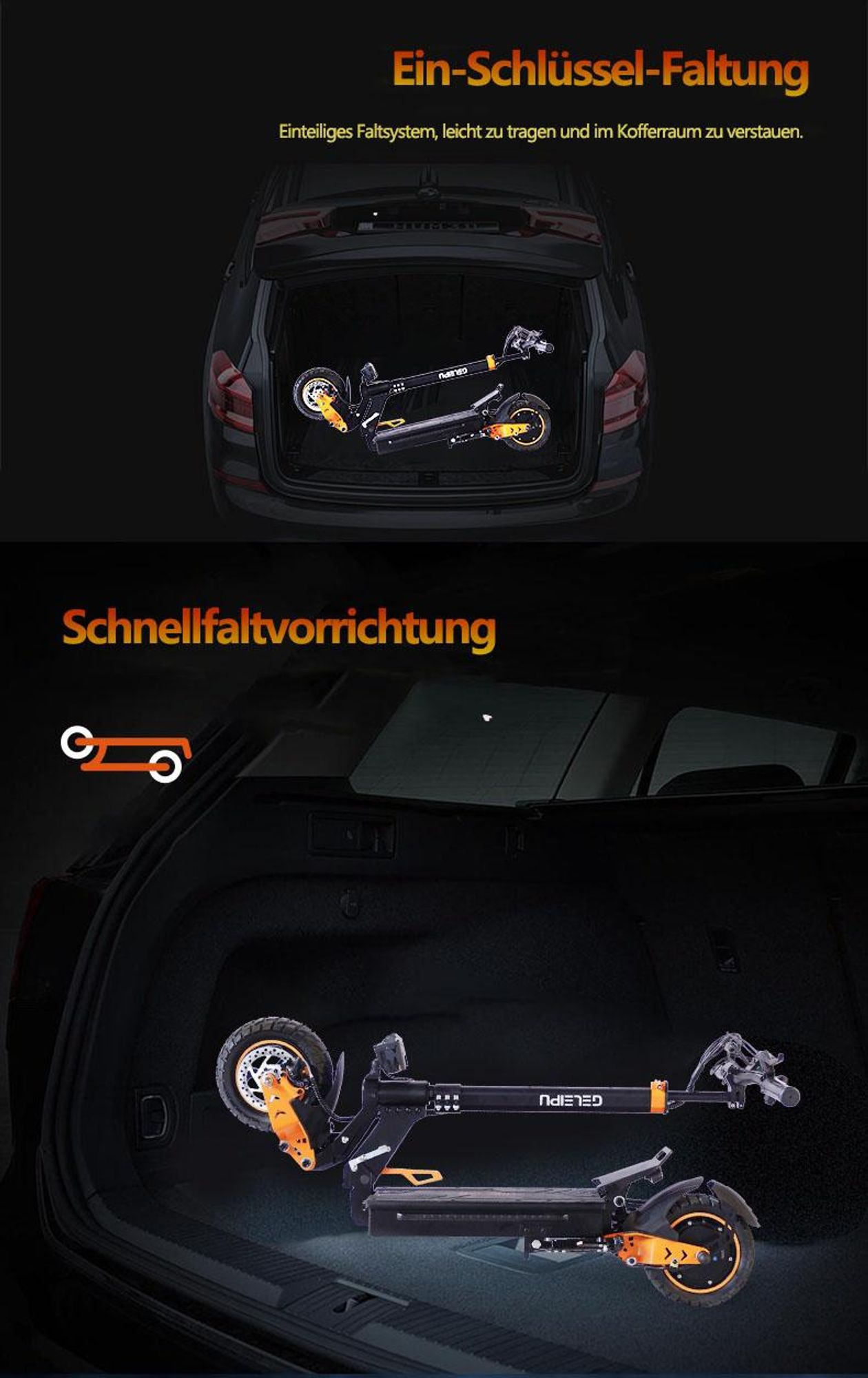 Elektroroller Z1 - Akku 48V20AH 10" Räder Scheibenbremse - Schwarz