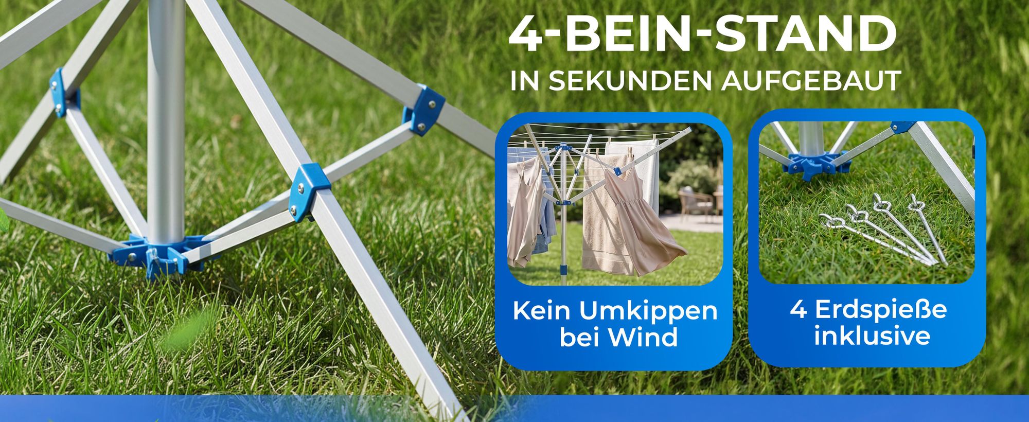 MONZANA Wäschespinne Camping Höhenverstellbar