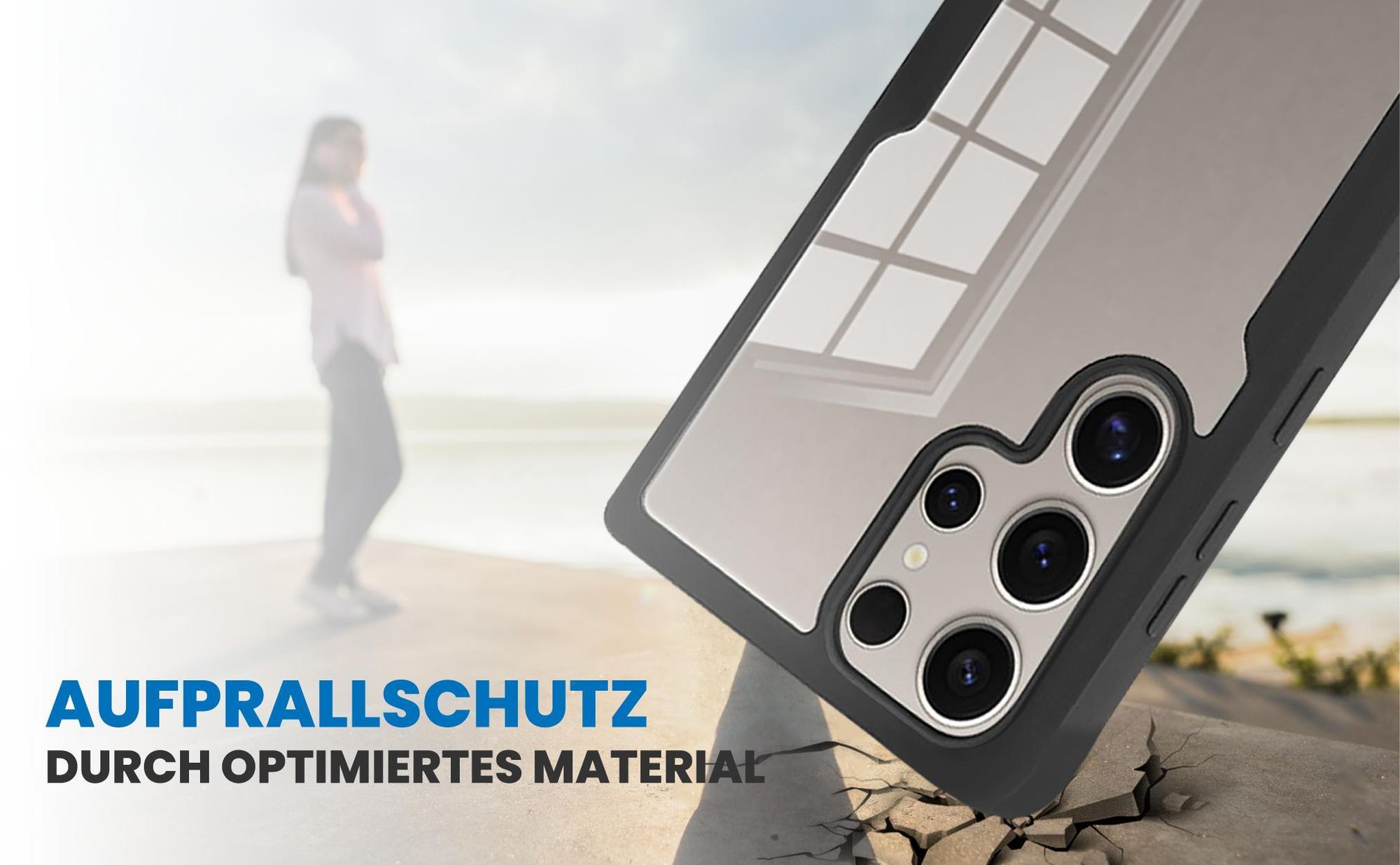 Schwarzes Front Back Cover für Samsung Galaxy S25 Ultra mit Aufprallschutz
