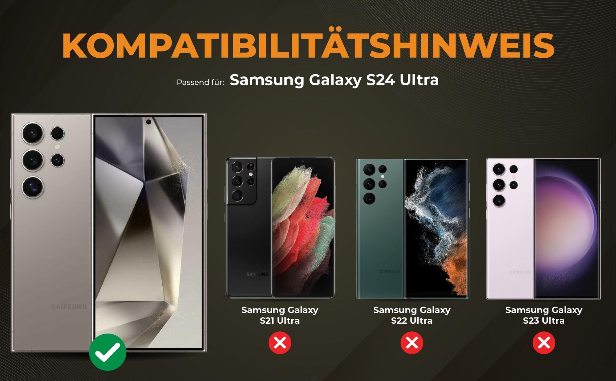 Kompatibilitätshinweise Hülle für Samsung Galaxy S24 Ultra