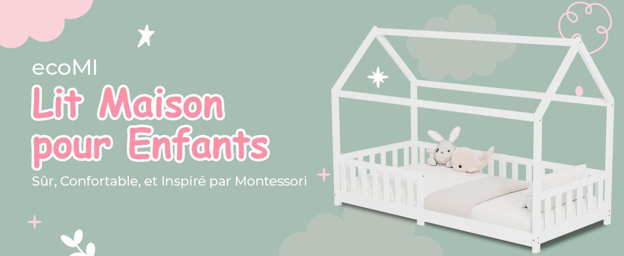Lit pour Enfant, avec Protection Anti-Chute et sommier à Lattes 80x160 cm Naturel pour Enfant