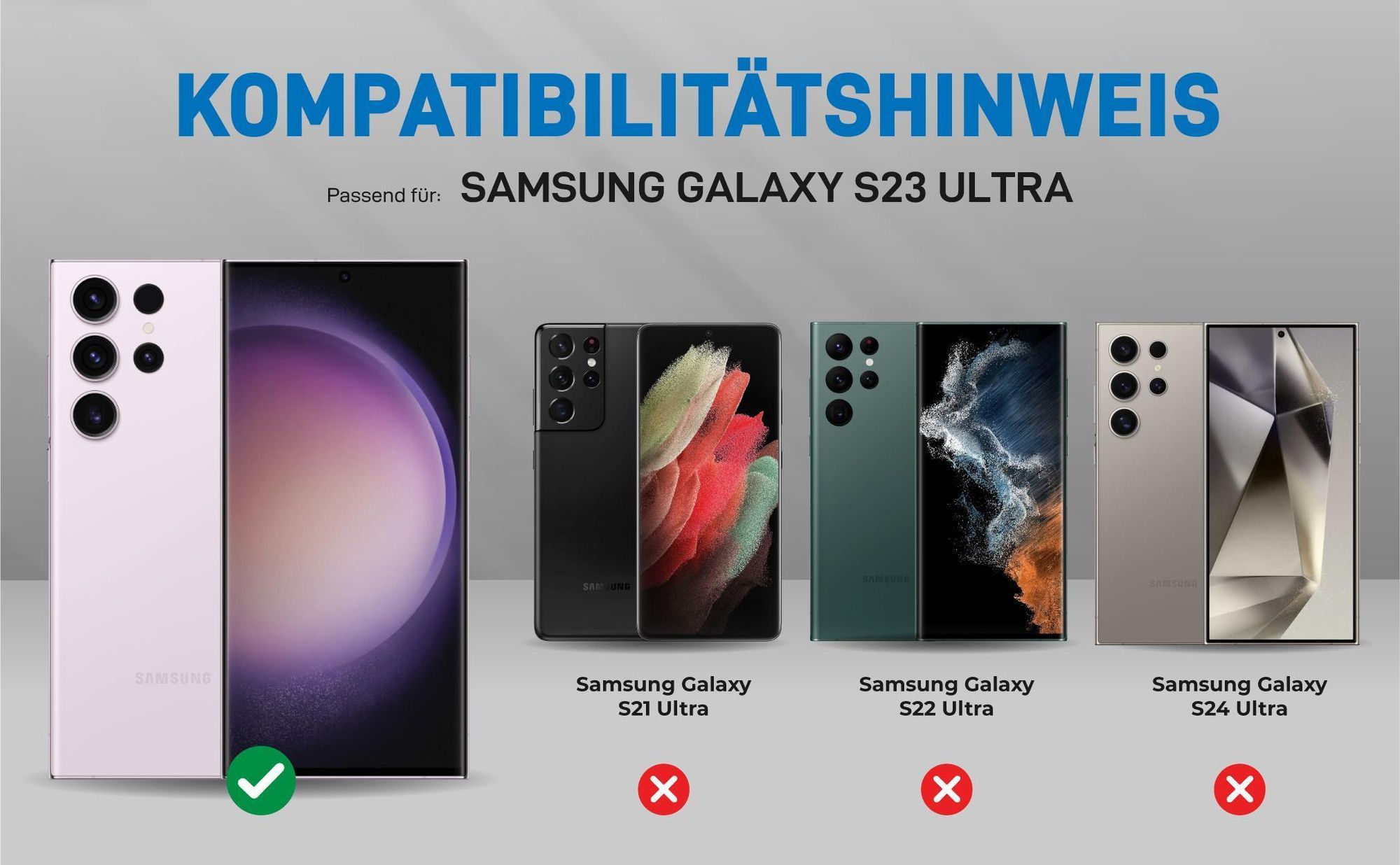 Kompatibilitätshinweise Hülle für Samsung Galaxy S23 Ultra