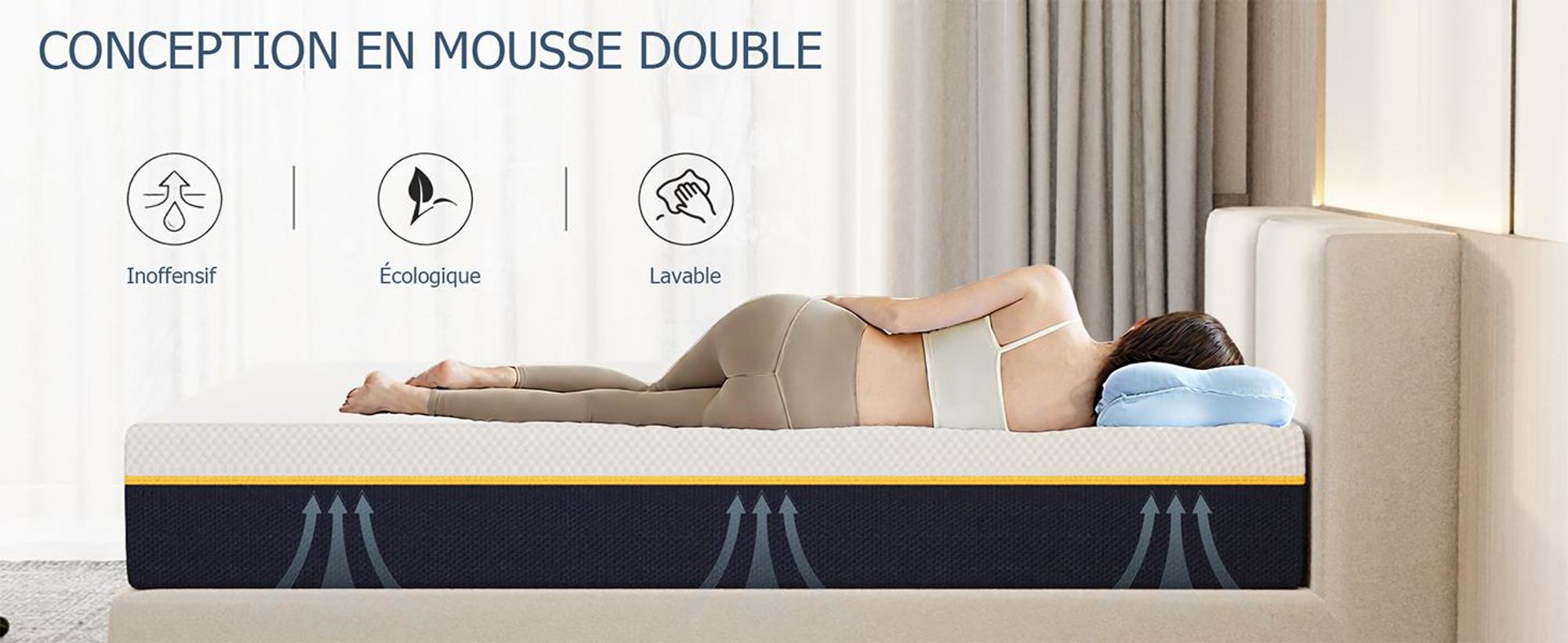 DEWINNER Matelas 140x190x21cm, Matelas en Mousse à Mémoire de Forme et Matériau Bambou, Fermeté Moyenne,Soutien Parfait, Respirant, Hypoallergénique