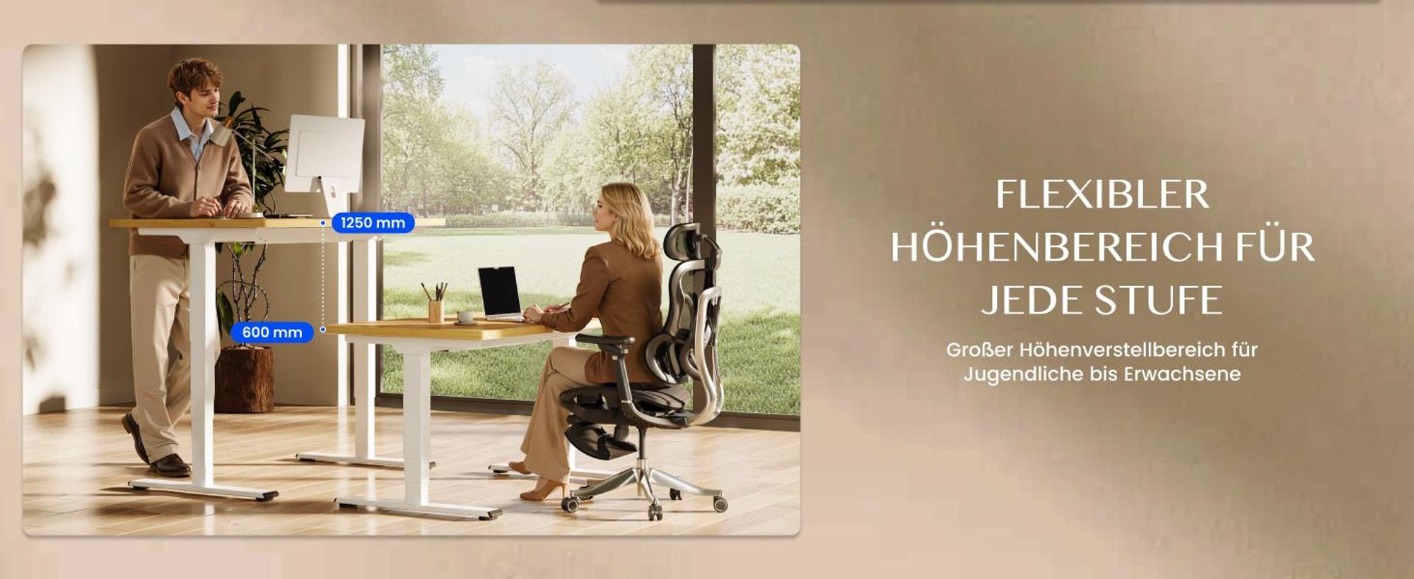 FlexiSpot höhenverstellbarer Schreibtisch elektrisch 120x80cm mit Dualmotor, 25MM einteiliger Tischplatte&3-fach Teleskop EC5 LITE (Weiß)