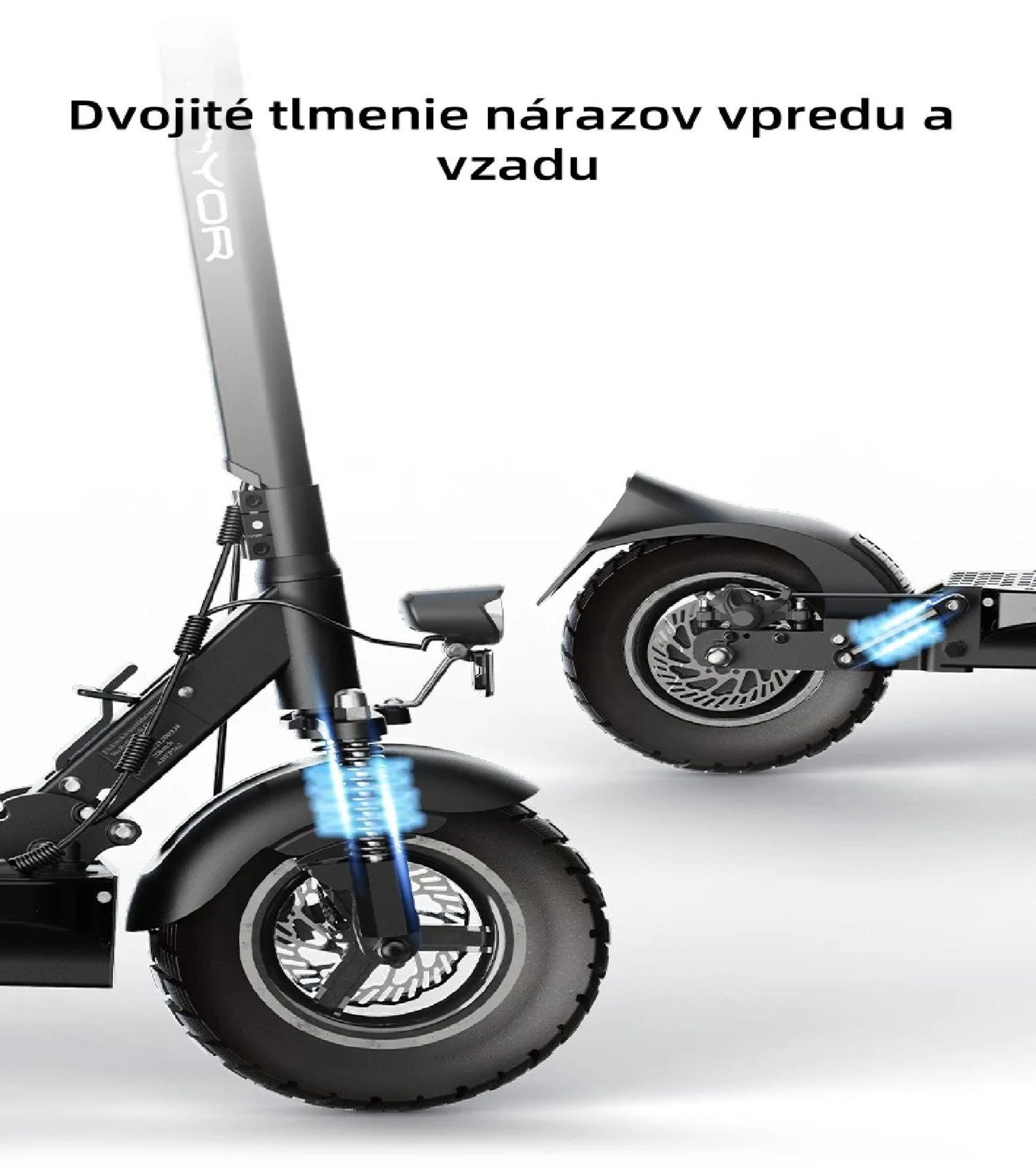 JOYOR Y8-S Certifikátom ABE Skladateľný Elektrický kolobežka - 500W Motor 48V26AH Batéria 10-palcové Pneumatiky - Čierna