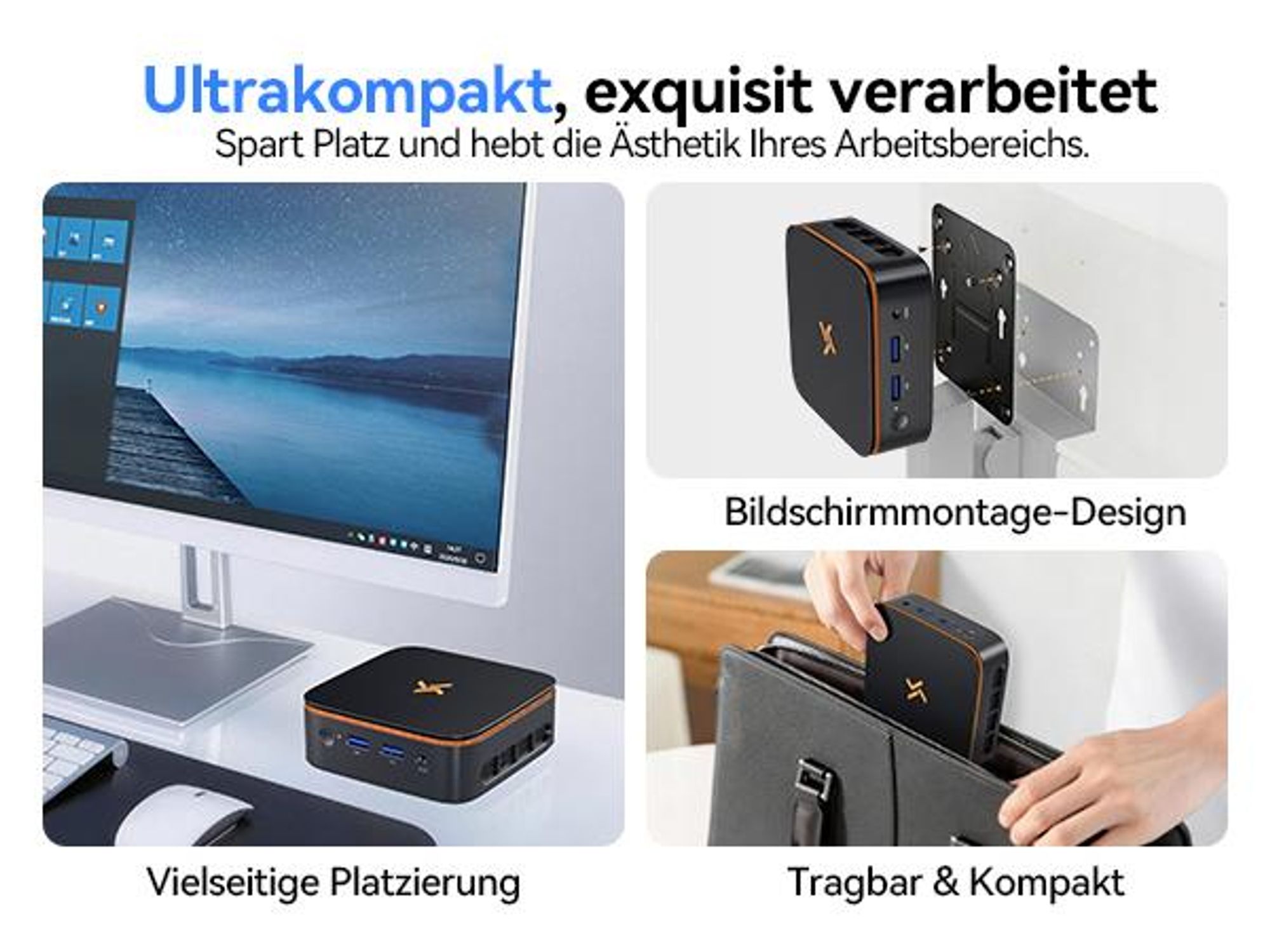 Blackview-Huidun H50 Mini-PC mit AMD Ryzen 3300U, Vega 6 Grafik, 16GB RAM, 512GB SSD, 4K-Ausgabe & ultrakompaktem 0,35L-Design