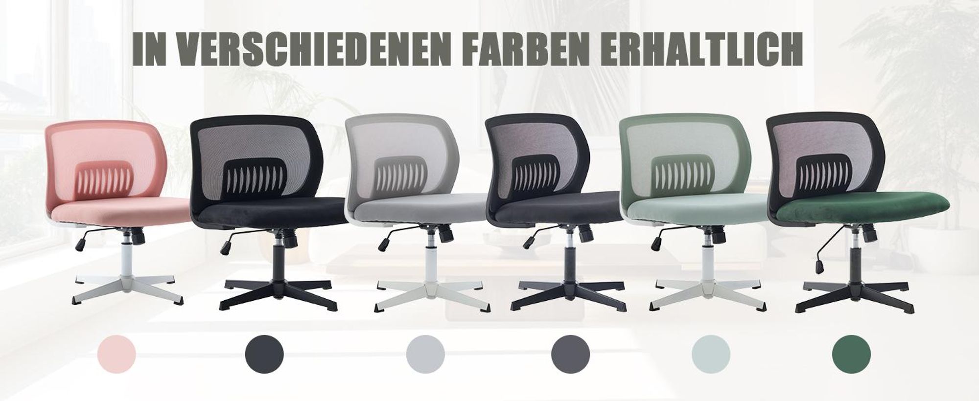 LVHOM Drehstuhl ohne Armlehnen, Höhenverstellbarer Bürostuhl ergonomisch Wippfunktion, Schreibtischstuhl Computerstuhl Chefsessel, Schwarz