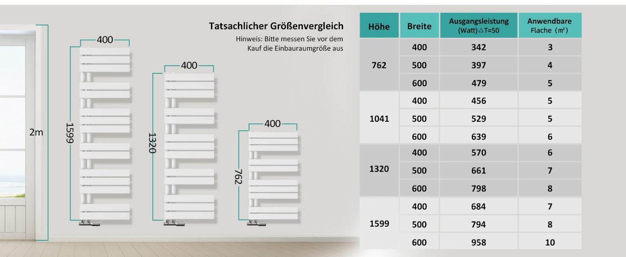 EMKE Badheizkörper Paneelheizkörper Seitenanschluss Wandmontage Warmwasser Handtuchtrockner Handtuchwärmer 1041 x 400 mm Weiß ohne Heizstab