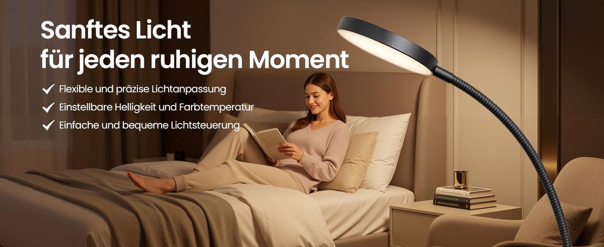 VASAGLE Stehlampe LED Dimmbar Leselampe 360° Drehbar für Wohnzimmer 22 x 22 x 170 cm Schwarz