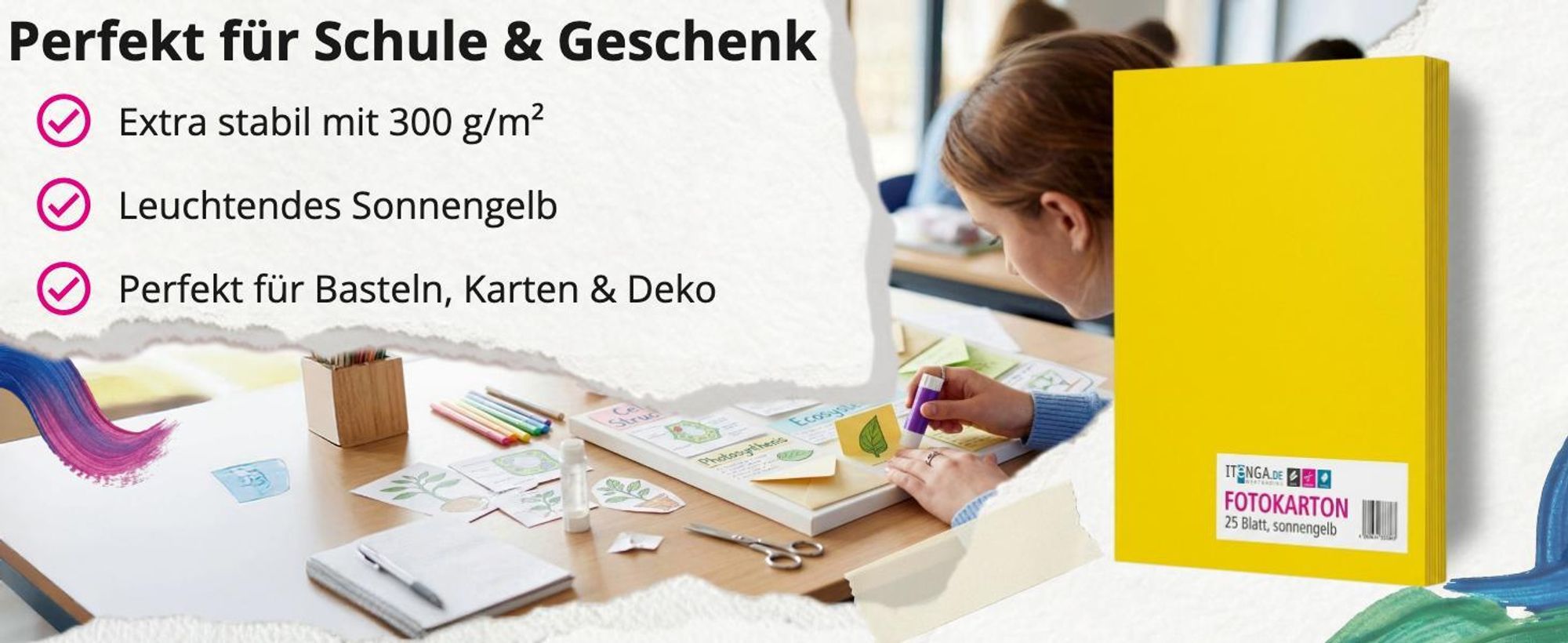 itenga Fotokarton - A4 300 g/qm sonnengelb 25 Blatt