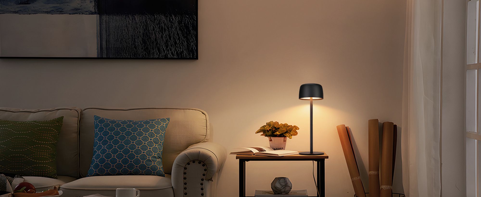 ZMH LED nachttischlampe Kabellos Tischlampe Touch Dimmbar Tischleuchte mit 3 Farbtemperaturen Höhenverstellbar USB Aufladbar Akku Wasserdichte Schwarz