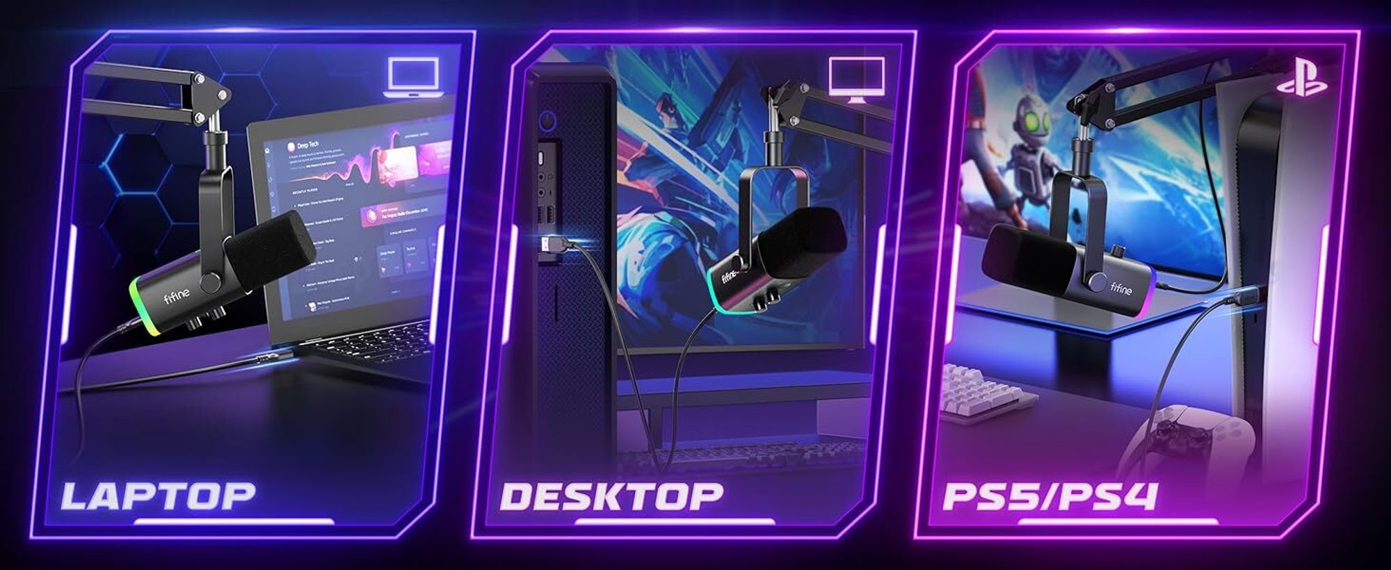 FIFINE XLR Streaming Mikrofon mit Arm USB Dynamisch Microphone Gaming PC Podcast