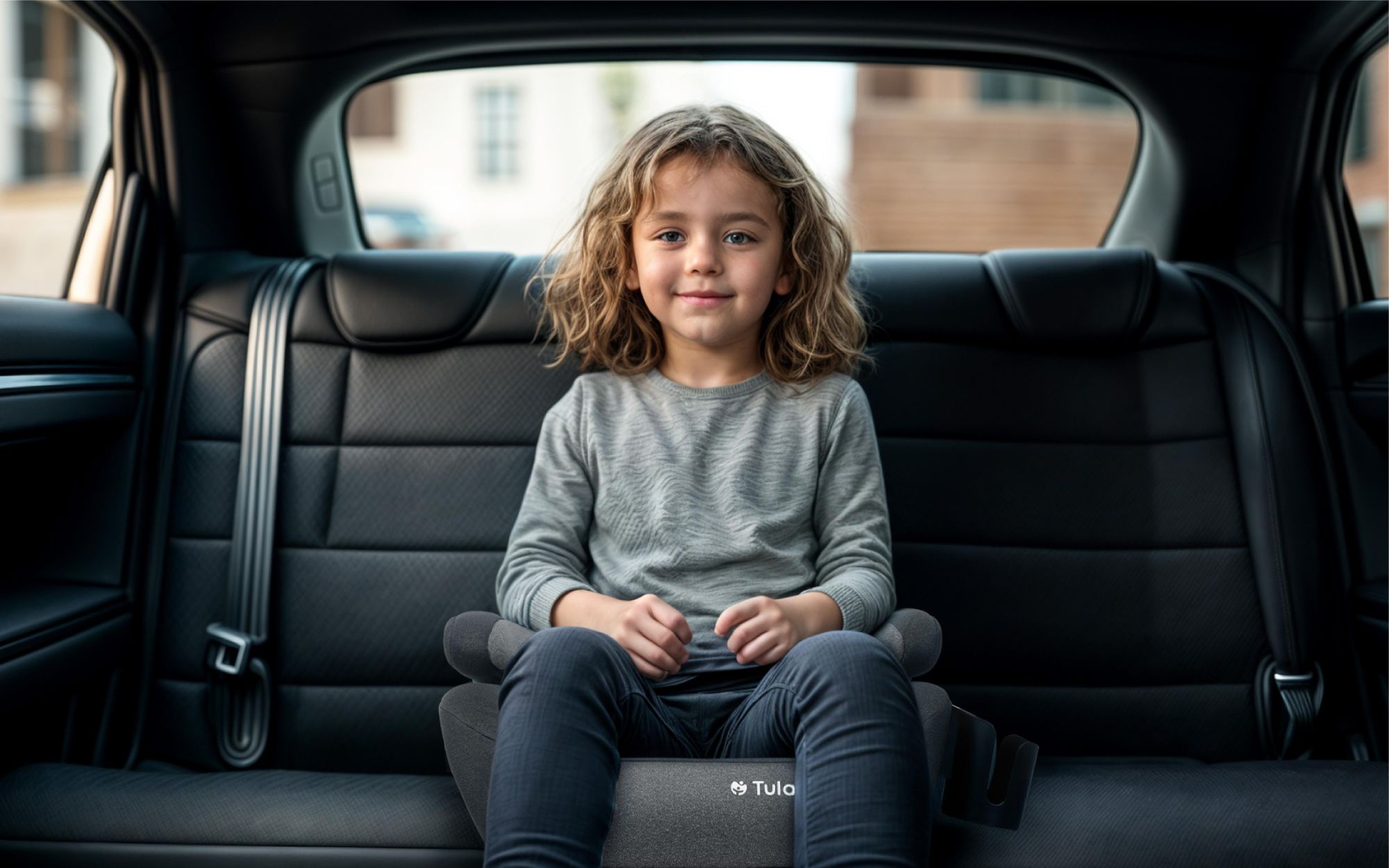 Tulano Cabby 35 i-Size Kindersitz 125–150 cm – ECE R129/03, ISOFIX + Gurt, abnehmbarer Bezug, Getränkehalter, grau
