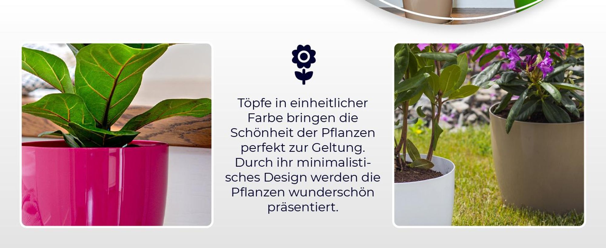 KADAX Blumentopf "Turi", Pflanzkübel mit Untersetzer, 20cm, Weiß