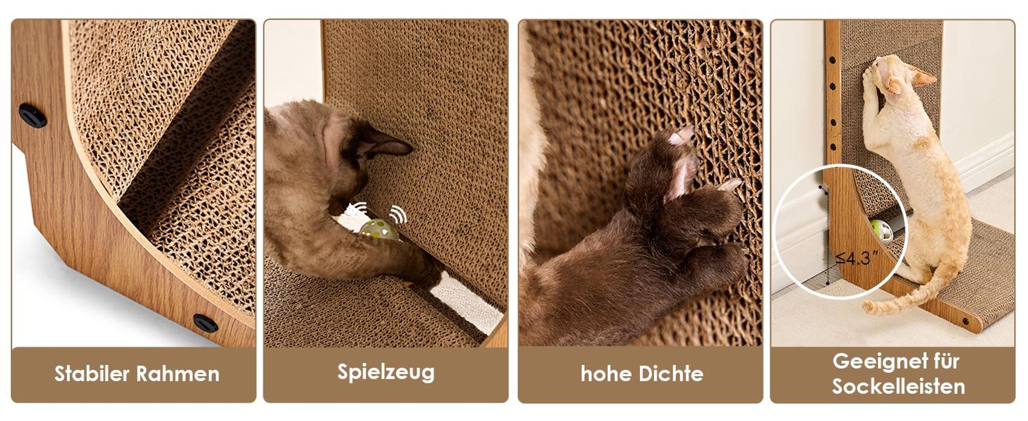 Kratzbrett Katze, 68 cm Hohe L Förmige Kratzpappe für Katzen, Katzenkratzbrett, Super stabil Katzenspielzeug Katze, Langlebige Kratzpappe für Katzen
