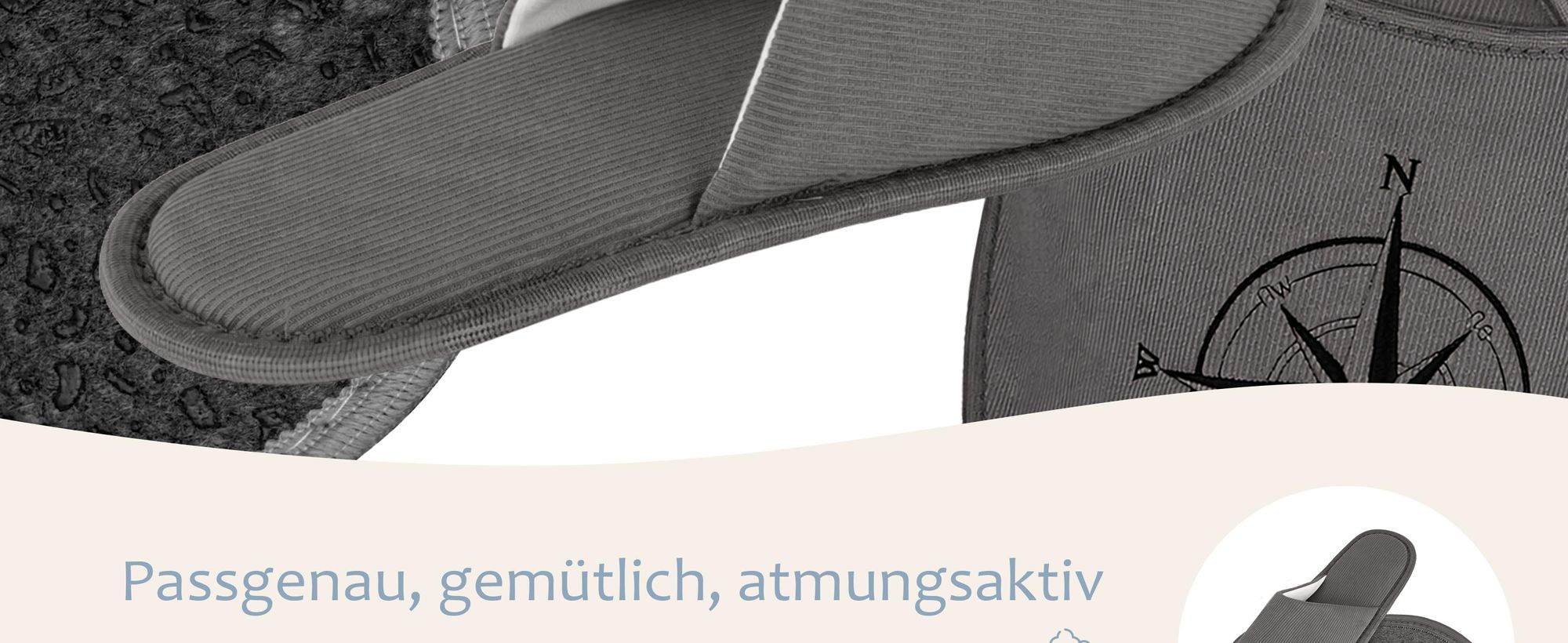 ONVAYA® Premium Gästehausschuhe Set Kompass | Waschbare Gästepantoffeln Rutschfest & Komfortabel | 5 Paar stilvolle Hausschuhe für Gäste Guest Slipper