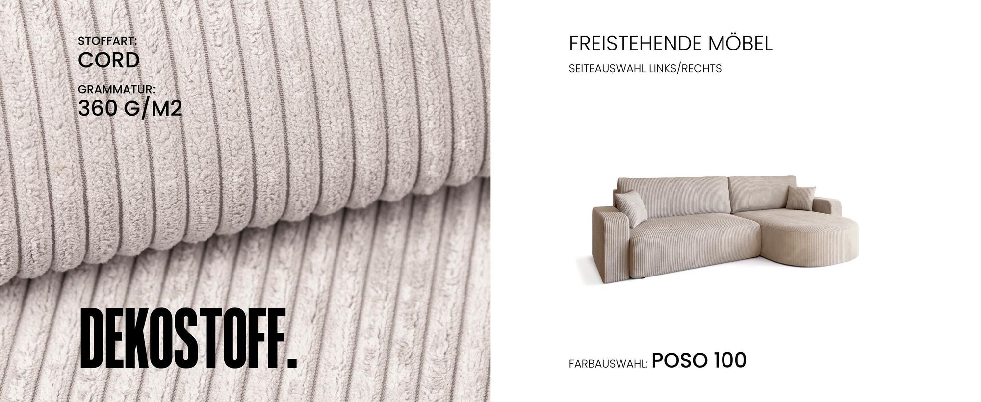 BroMARKT Ecksofa BISK Schlaffunktion Bettkasten L-Form 120x200 cm Vanille