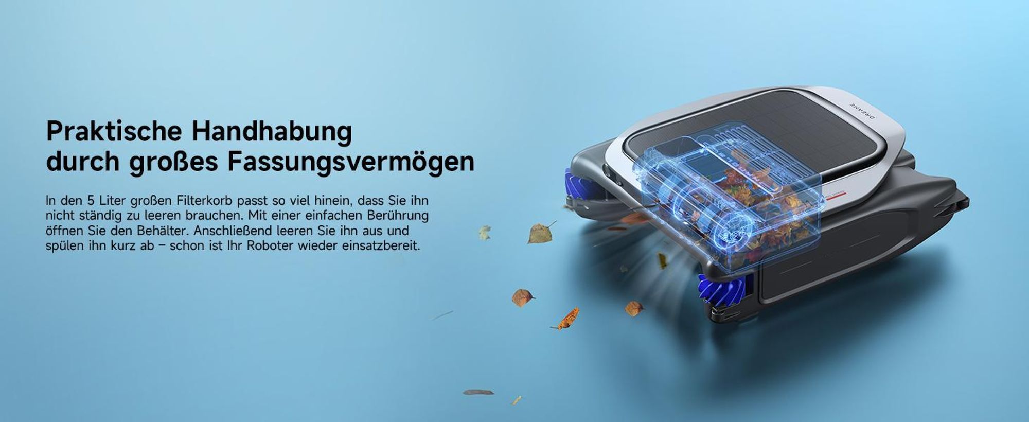 Dreame J1 Roboter-Poolskimmer,Poolroboter PoolSense™,Rundum-360°Reinigung,24/7im Einsatz,Intelligente Routenplanung,intelligente App-Steuerung,Schwarz