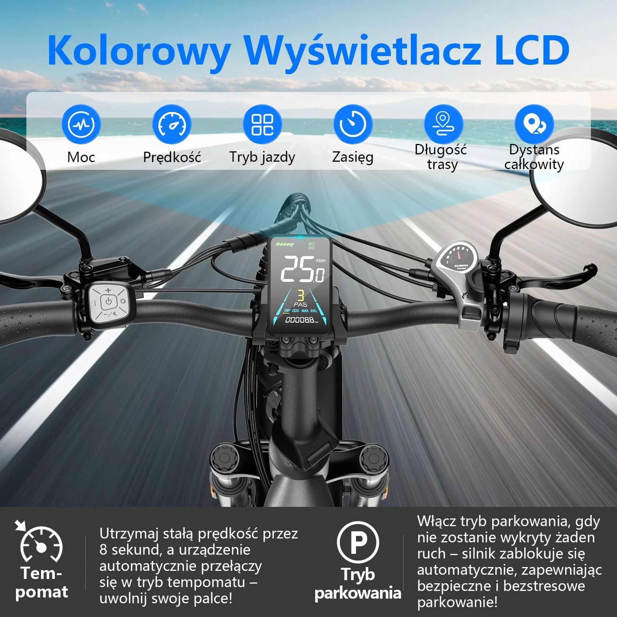 Rower Elektryczny FAFREES FF20 Polar - Bateria 48V12*2AH 20" Hydrauliczny Hamulec Tarczowy - Szaro Niebieski