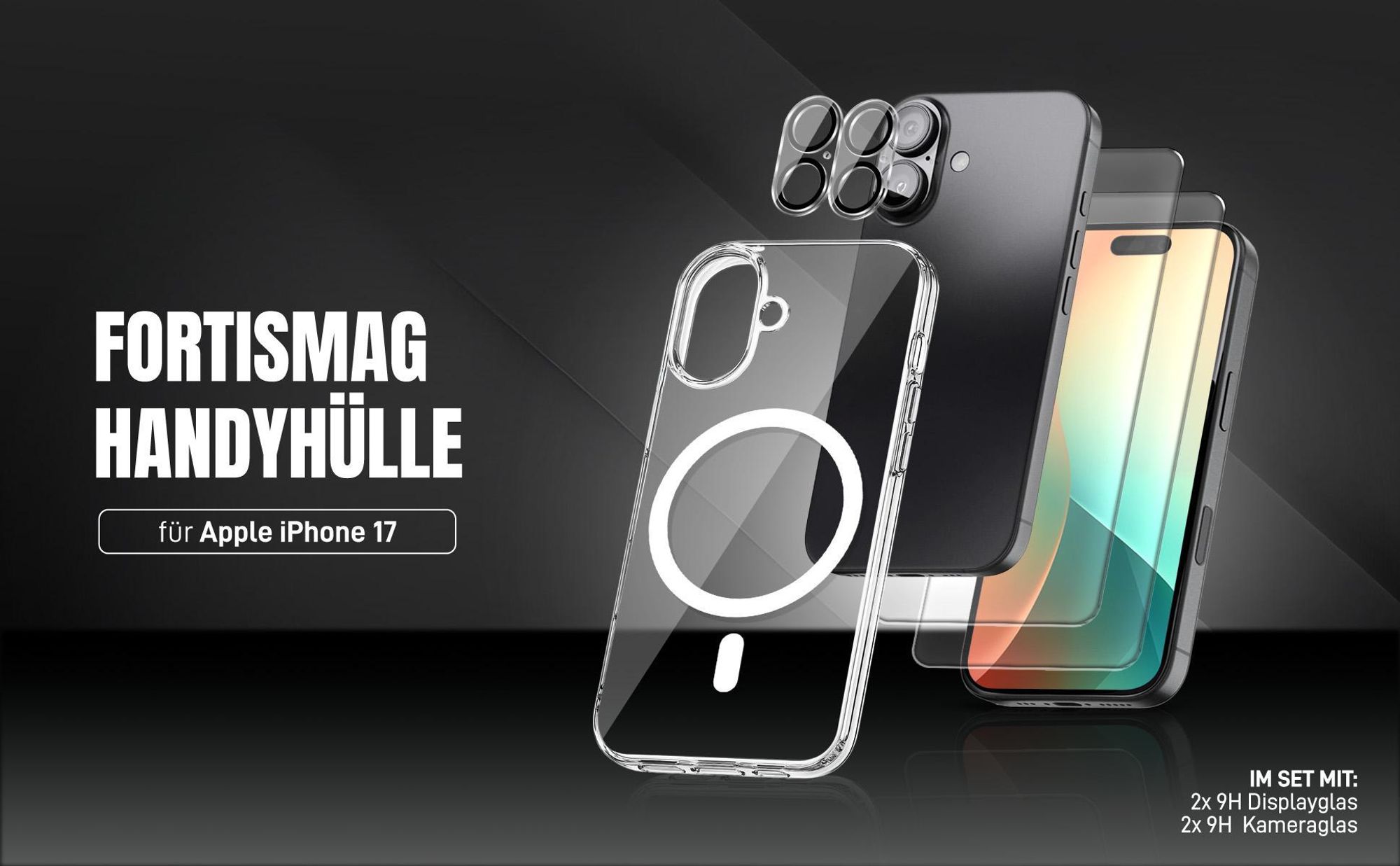 TPU Backcover für Apple iPhone 17 mit 2x Displayglas und 2x Kameraglas