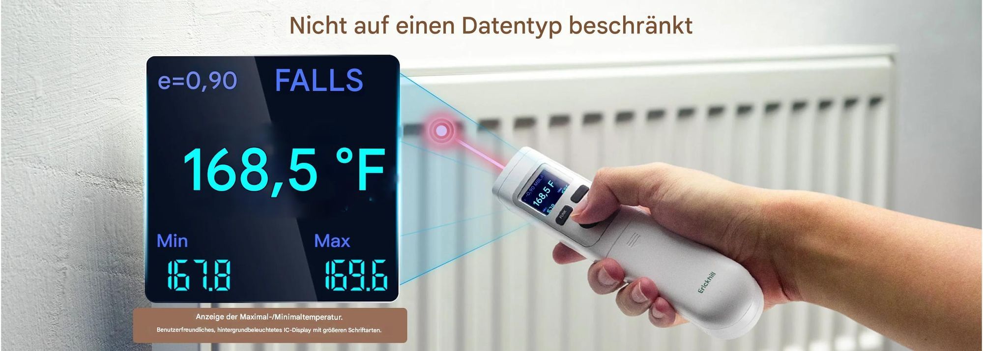 ERICKHILL ROOKPRO 2-in-1 Laser-Thermometer, 12:1 D:S, Grill- und Backsonde