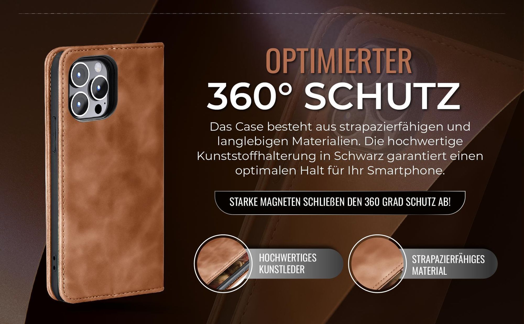 Hellbraune Handyhülle für Apple iPhone 13 Pro mit 360 Grad Schutz
