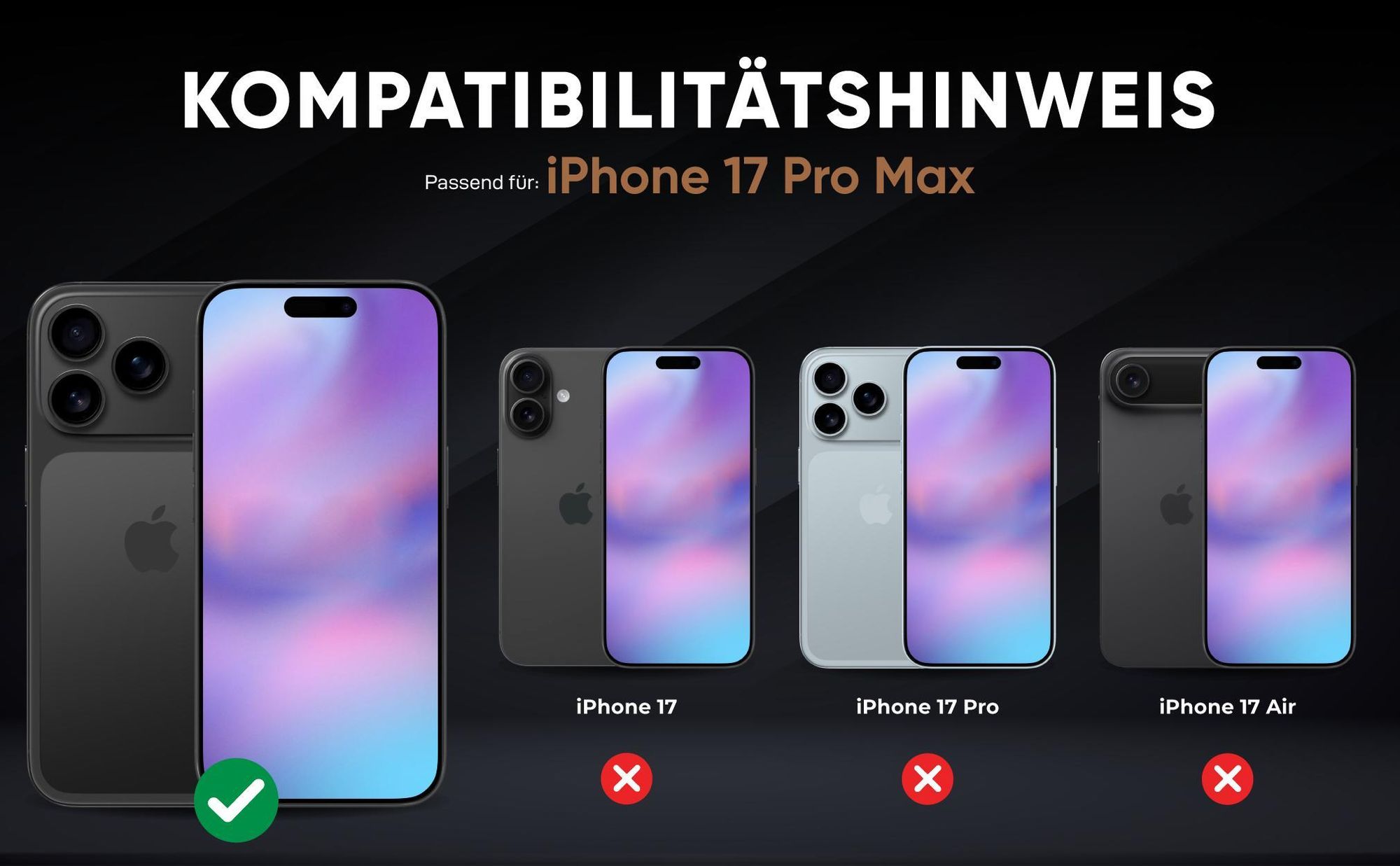 Kompatibilitätshinweise Hülle für Apple iPhone 17 Pro Max